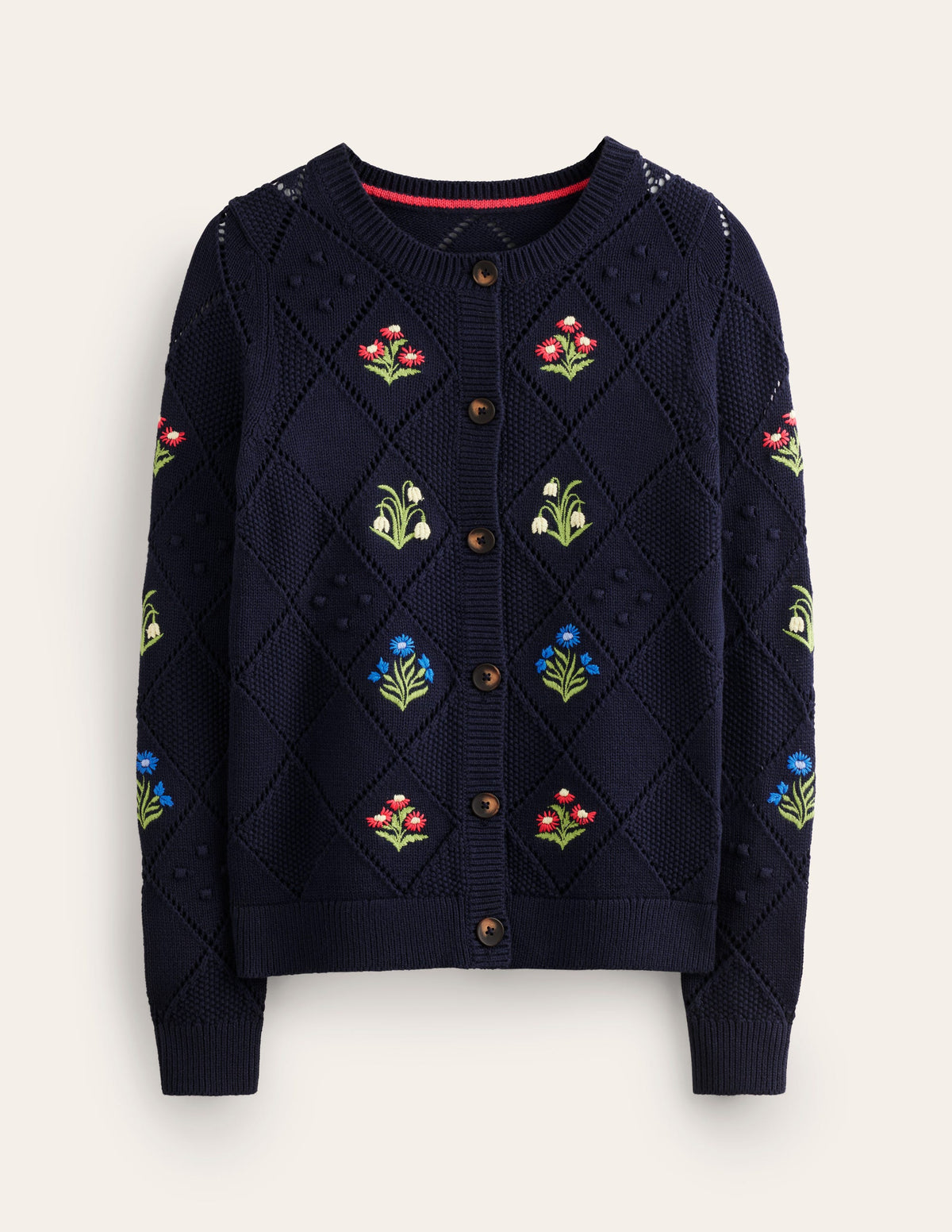 Strickjacke mit Stickerei aus Baumwolle-Marineblau - Image 5