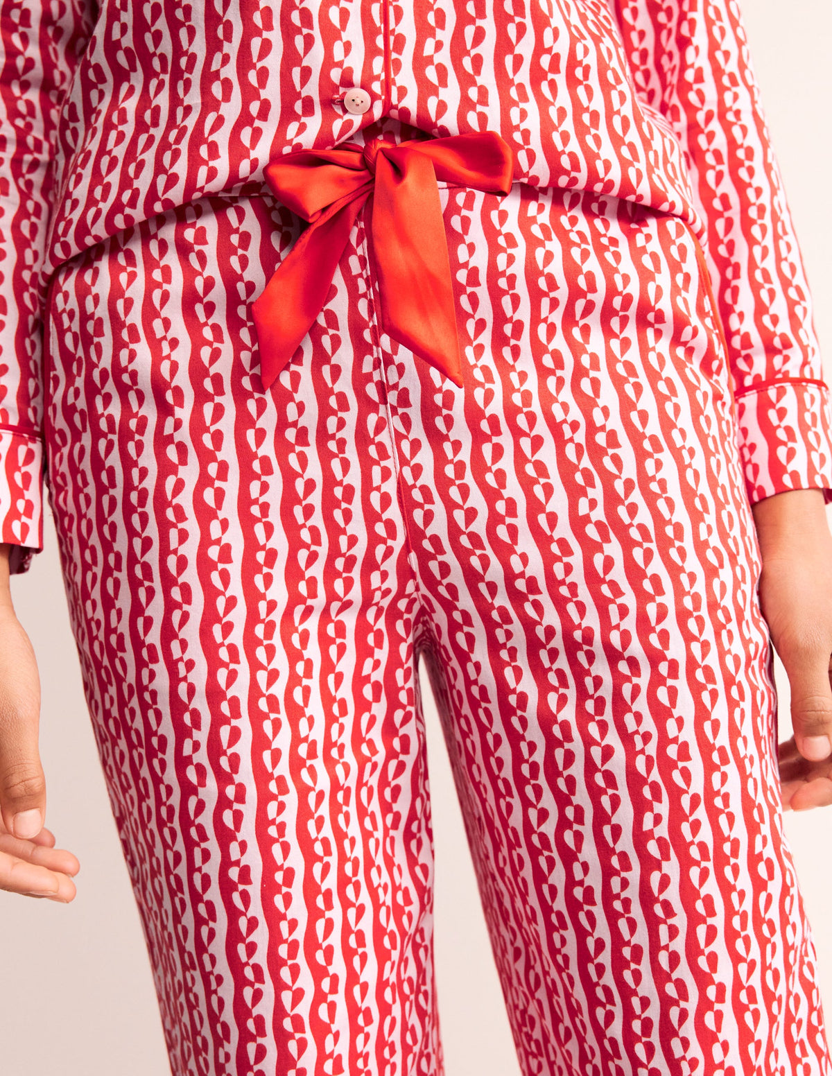 Cotton Sateen Pyjama Trousers-Orchid Pink, Abstract Heart-2