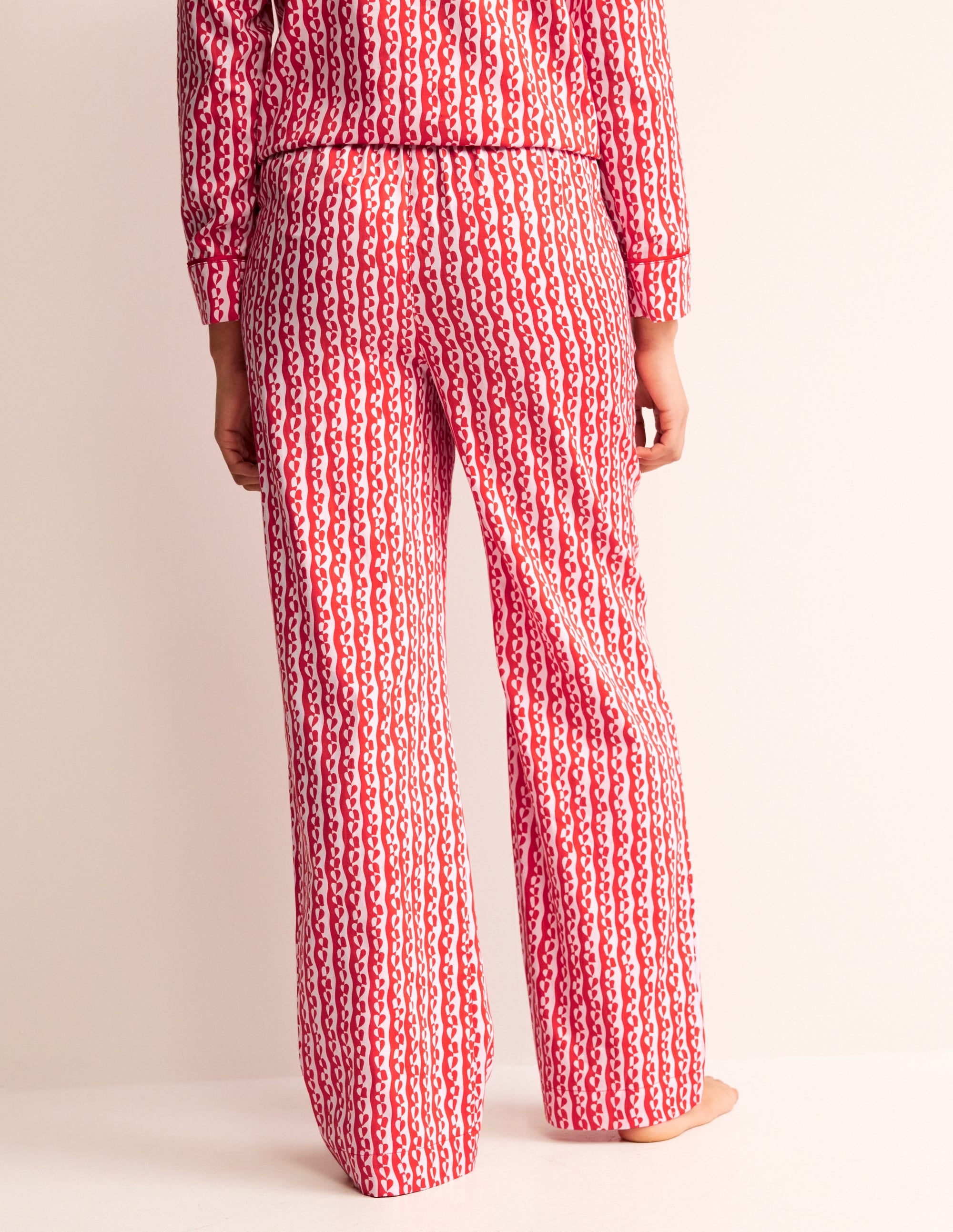 Cotton Sateen Pyjama Trousers-Orchid Pink, Abstract Heart - Image 3