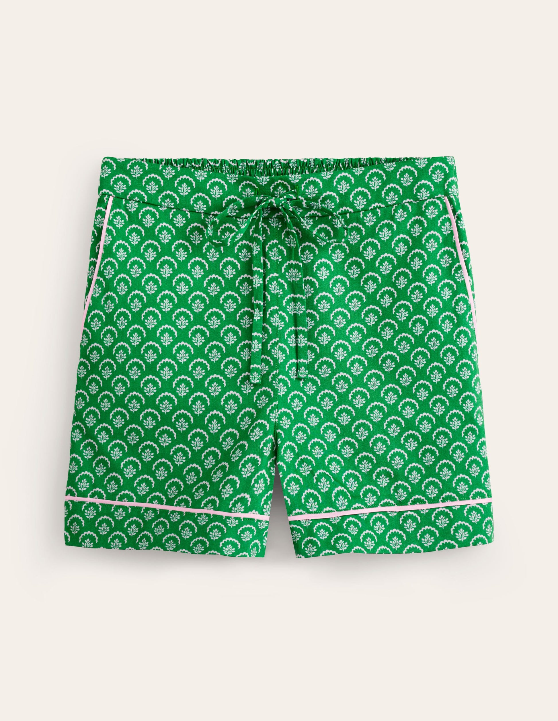 Schlafanzug-Shorts aus Baumwollsatin-Grün, Wilder Wein-5