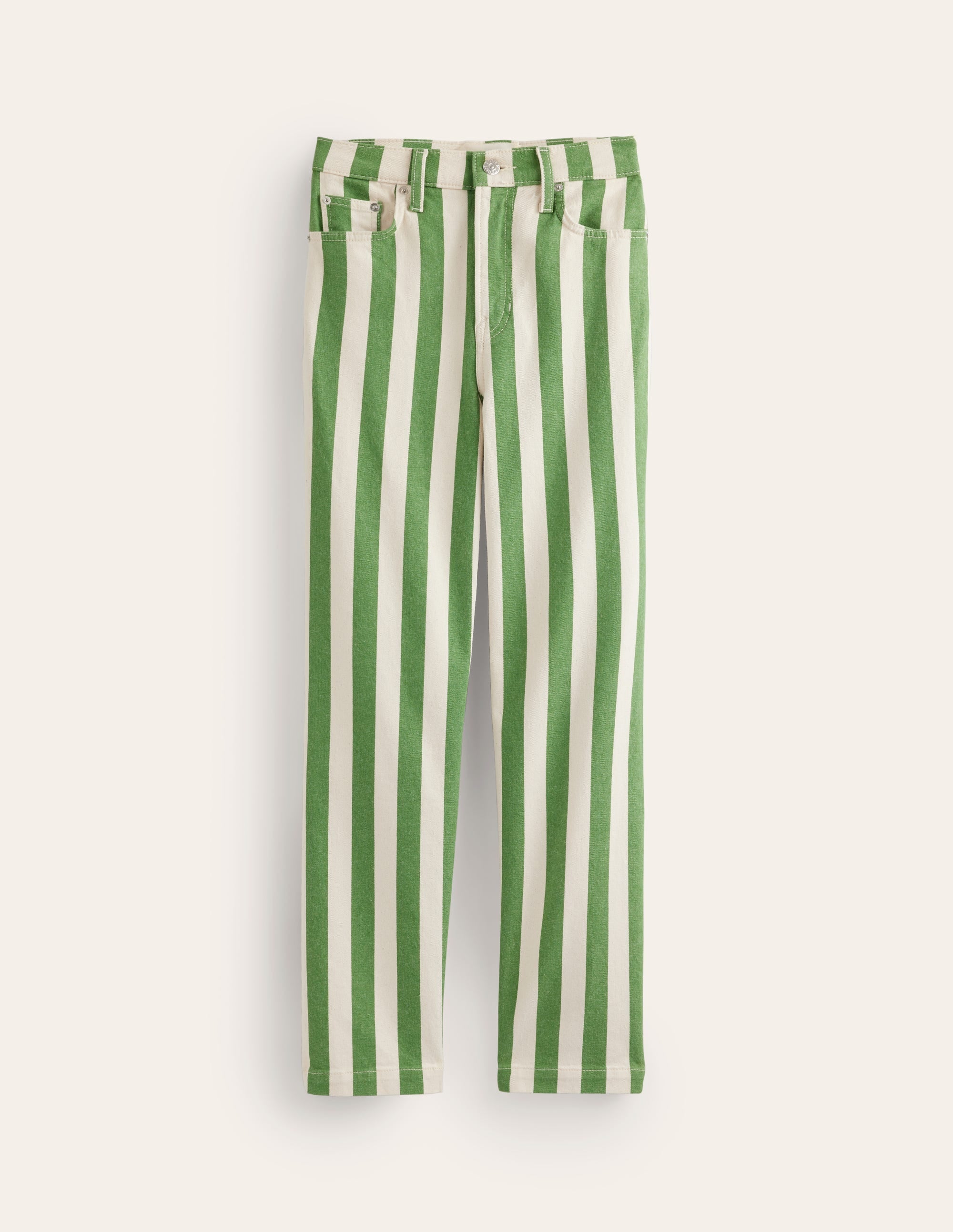 Gerade geschnittene Hose mit Streifen-Grün und Naturweiß gestreift - Image 6