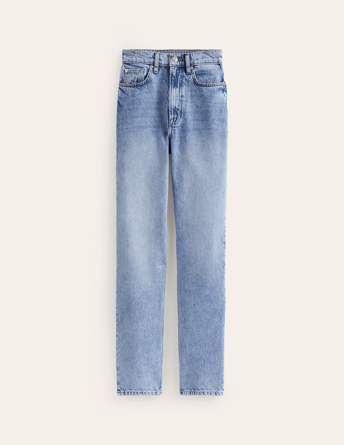 Jean droit taille haute-Délavé moyen clair - Image 7