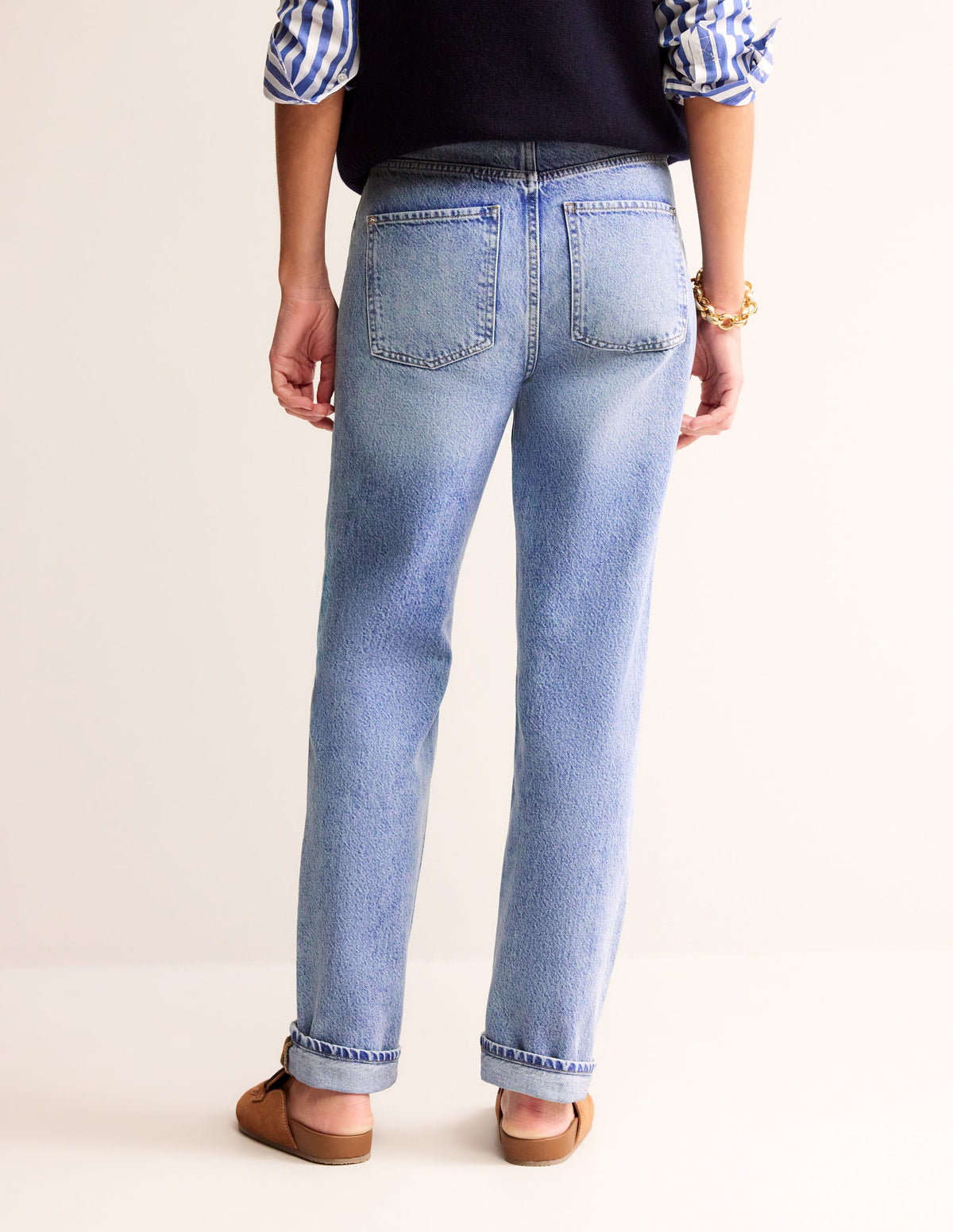Jean droit taille haute-Délavé moyen clair - Image 3