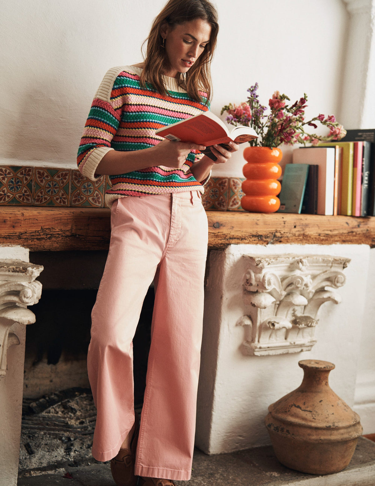 BARNSBURY CHINOHOSE MIT WEITEM BEIN-Rosé - Image 5