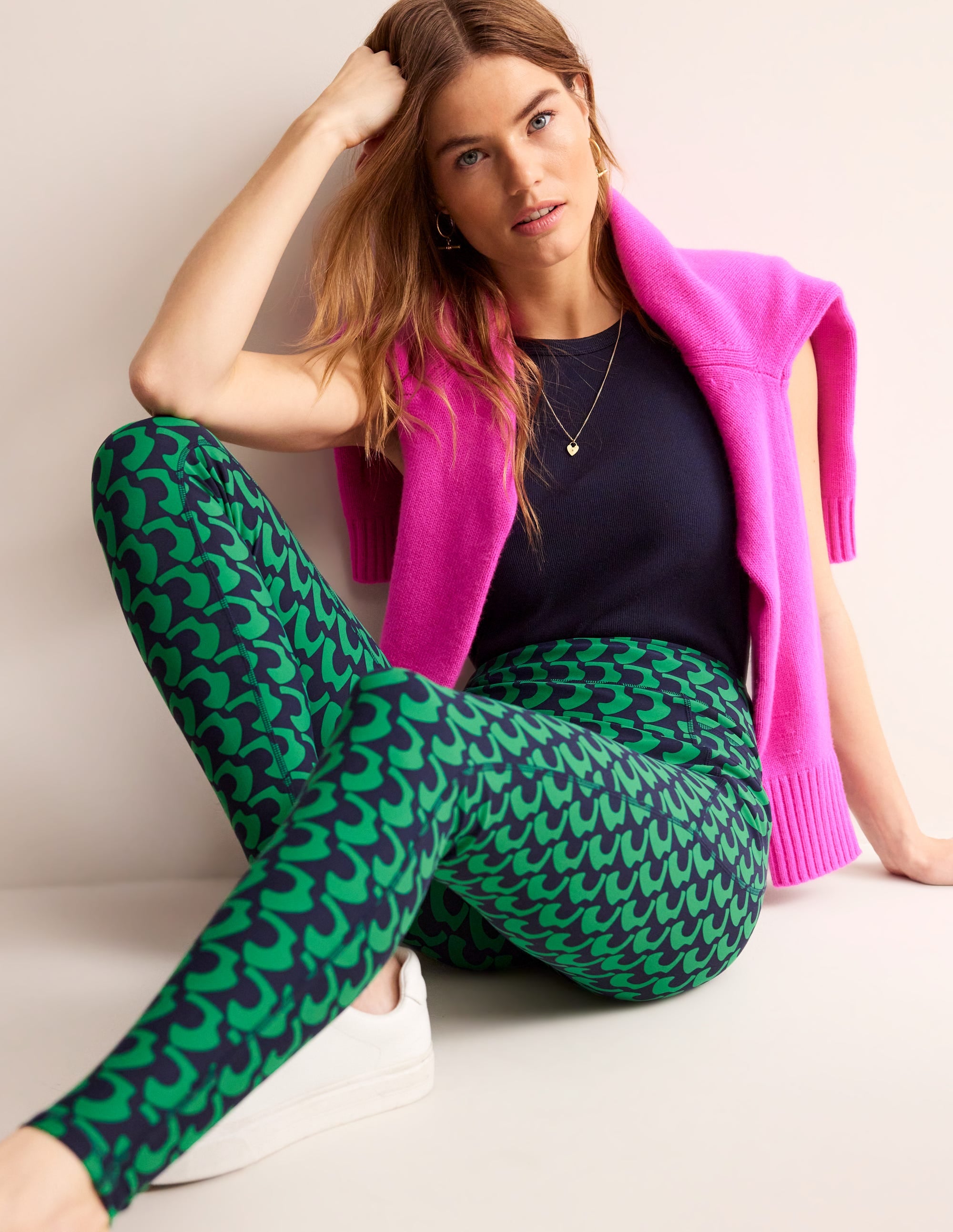 Leggings mit hohem Bund und Tasche-Grünes Tamburin, Arc Geo - Image 1