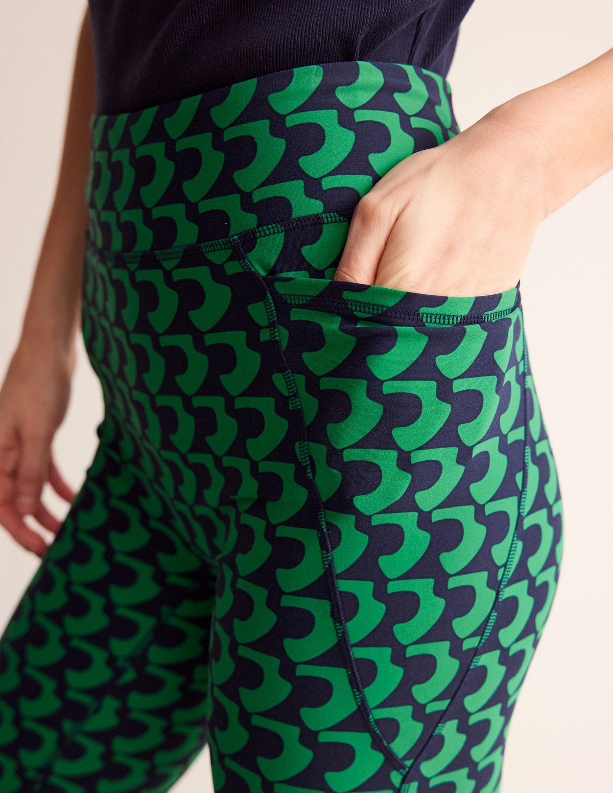 Leggings mit hohem Bund und Tasche-Grünes Tamburin, Arc Geo-2