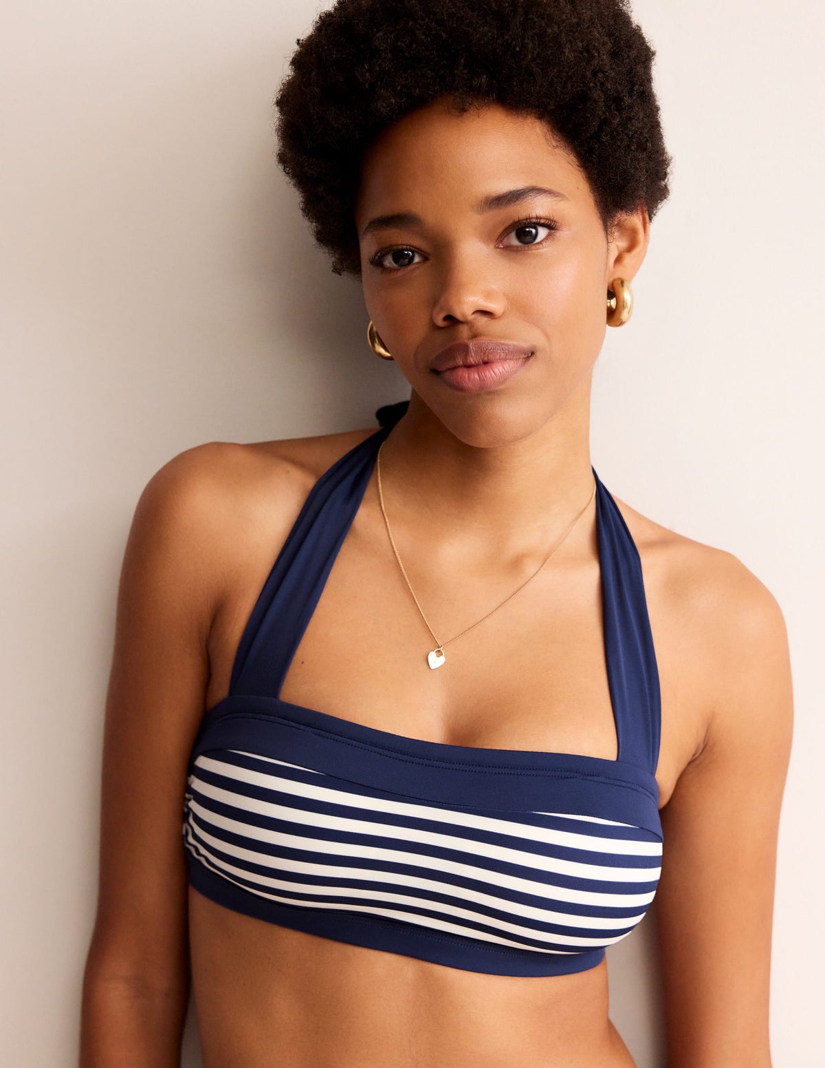 Santorini Bikini Top-French Navy, Ivory Stripe-4