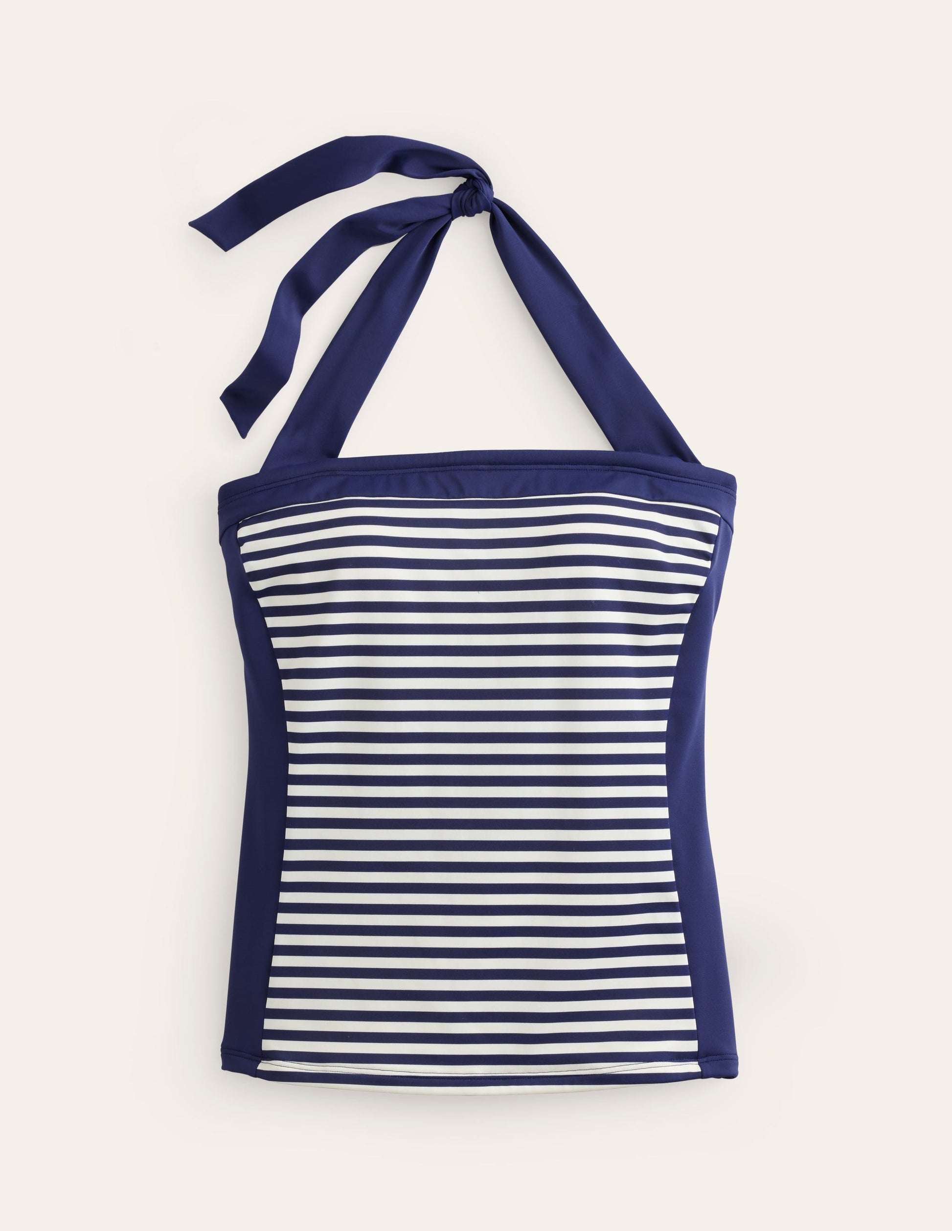 Santorini Tankini-Oberteil-Französisches Marineblau/Naturweiß Gestreift-5