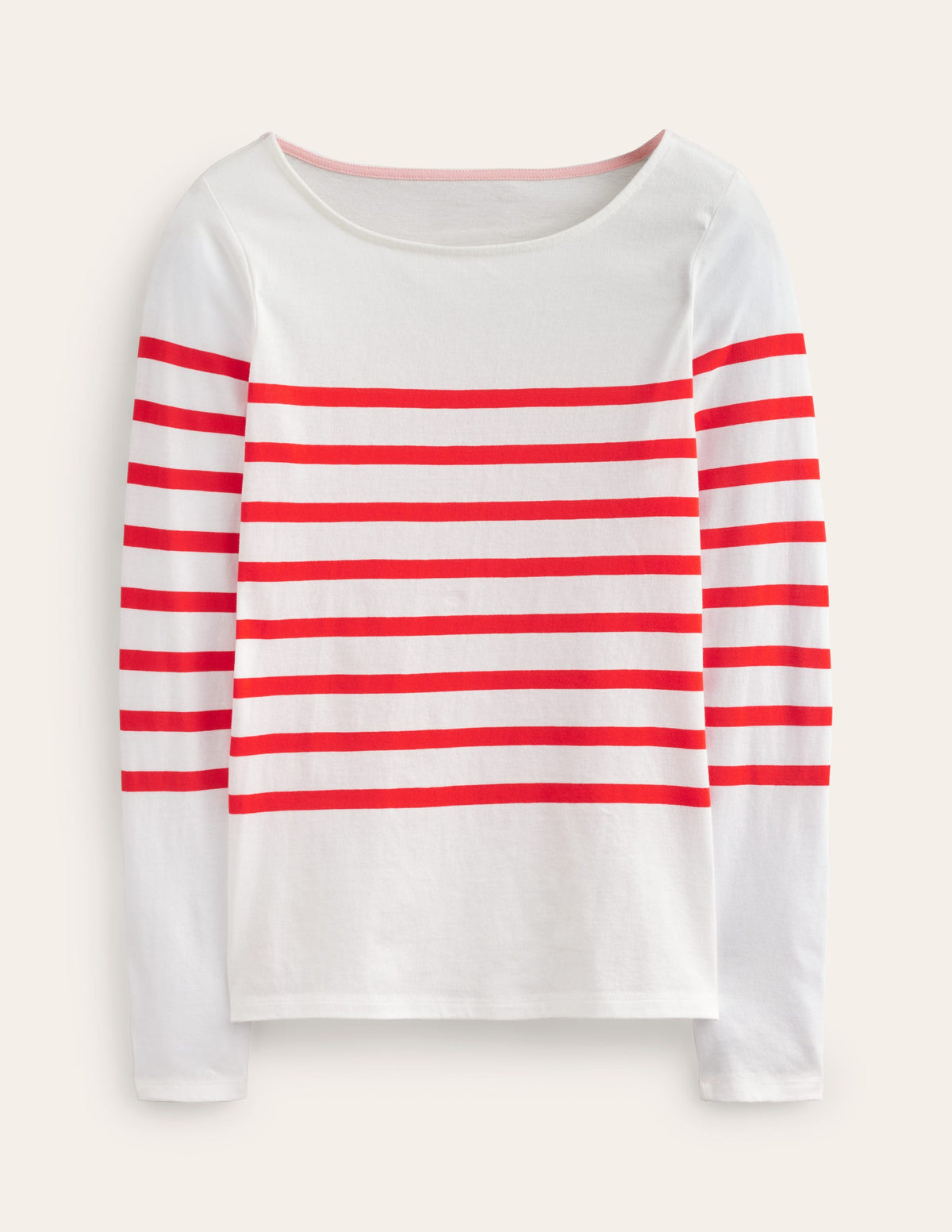 Ella Breton-Shirt mit langen Ärmeln-Naturweiß, Flame Scarlet - Image 6