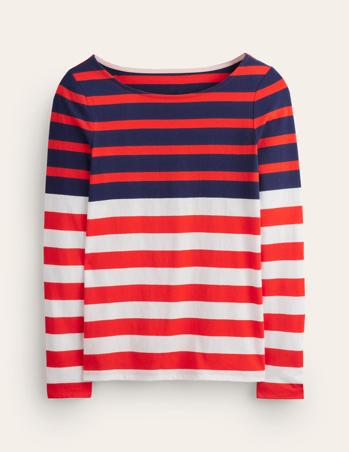 Ella Breton-Shirt mit langen Ärmeln-Naturweiß, Marineblau Rot - Image 5