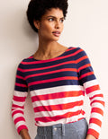 Ella Breton-Shirt mit langen Ärmeln-Naturweiß, Marineblau Rot