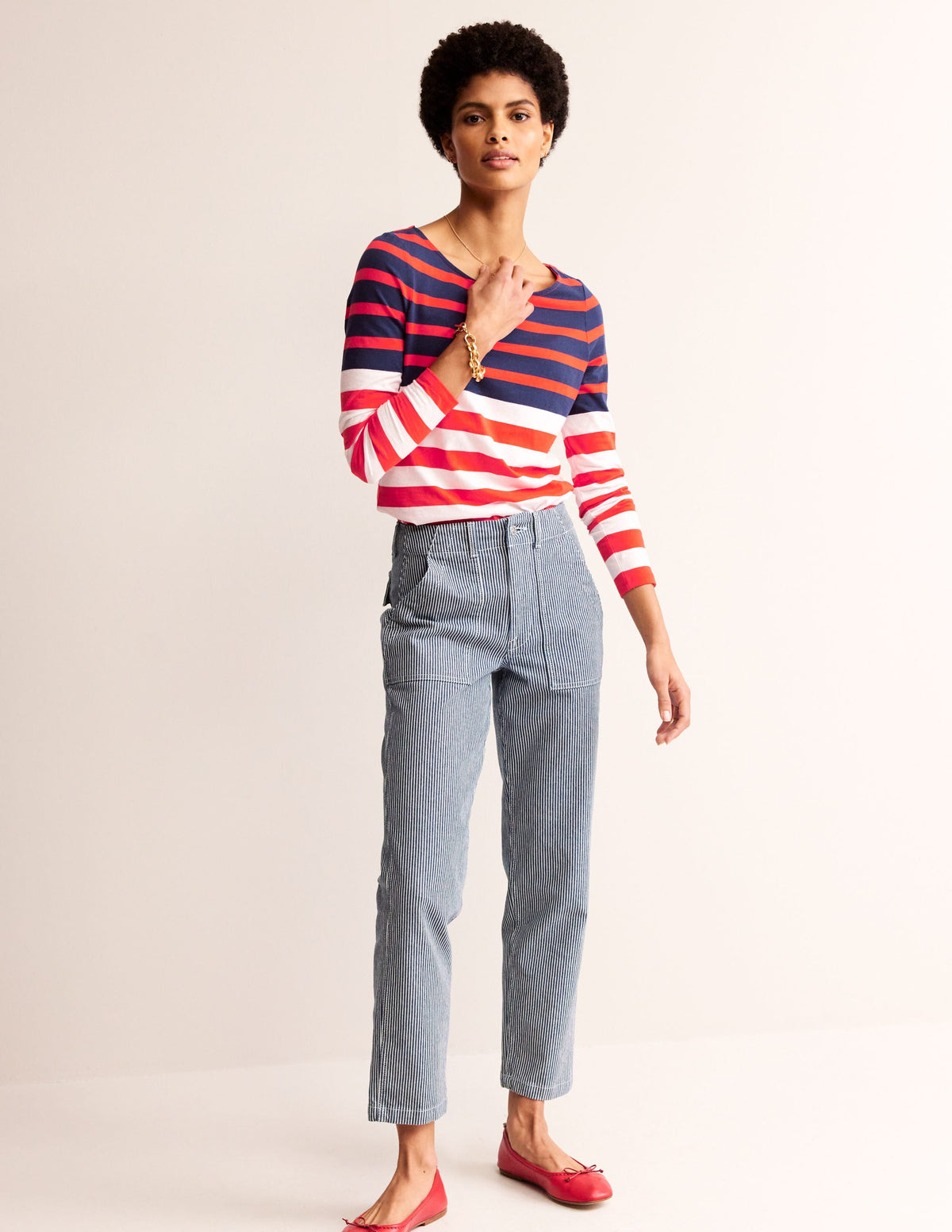 Ella Breton-Shirt mit langen Ärmeln-Naturweiß, Marineblau Rot-4