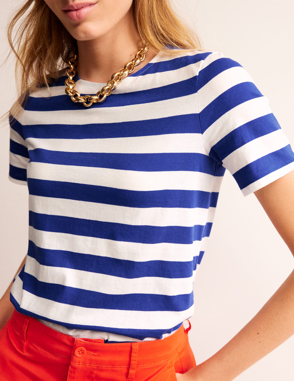 Bea Breton-Shirt mit kurzen Ärmeln-Blau, Naturweiß - Image 2