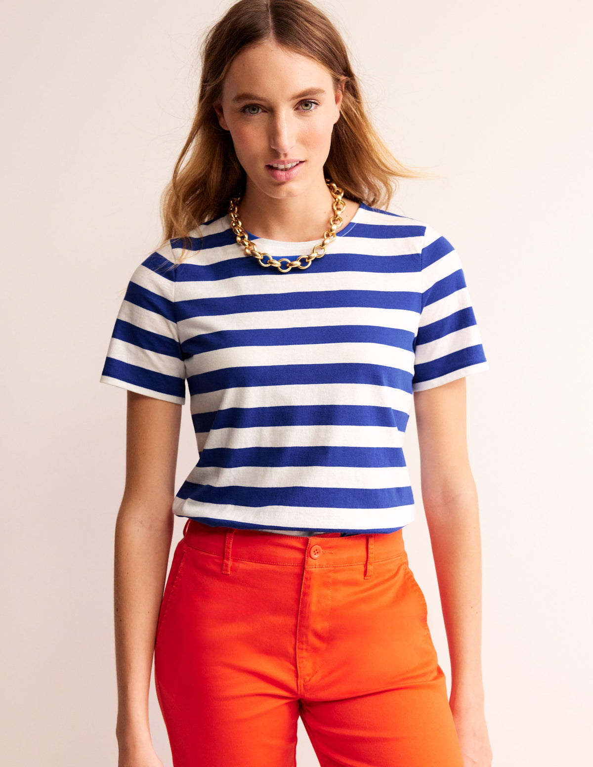 Bea Breton-Shirt mit kurzen Ärmeln-Blau, Naturweiß-4