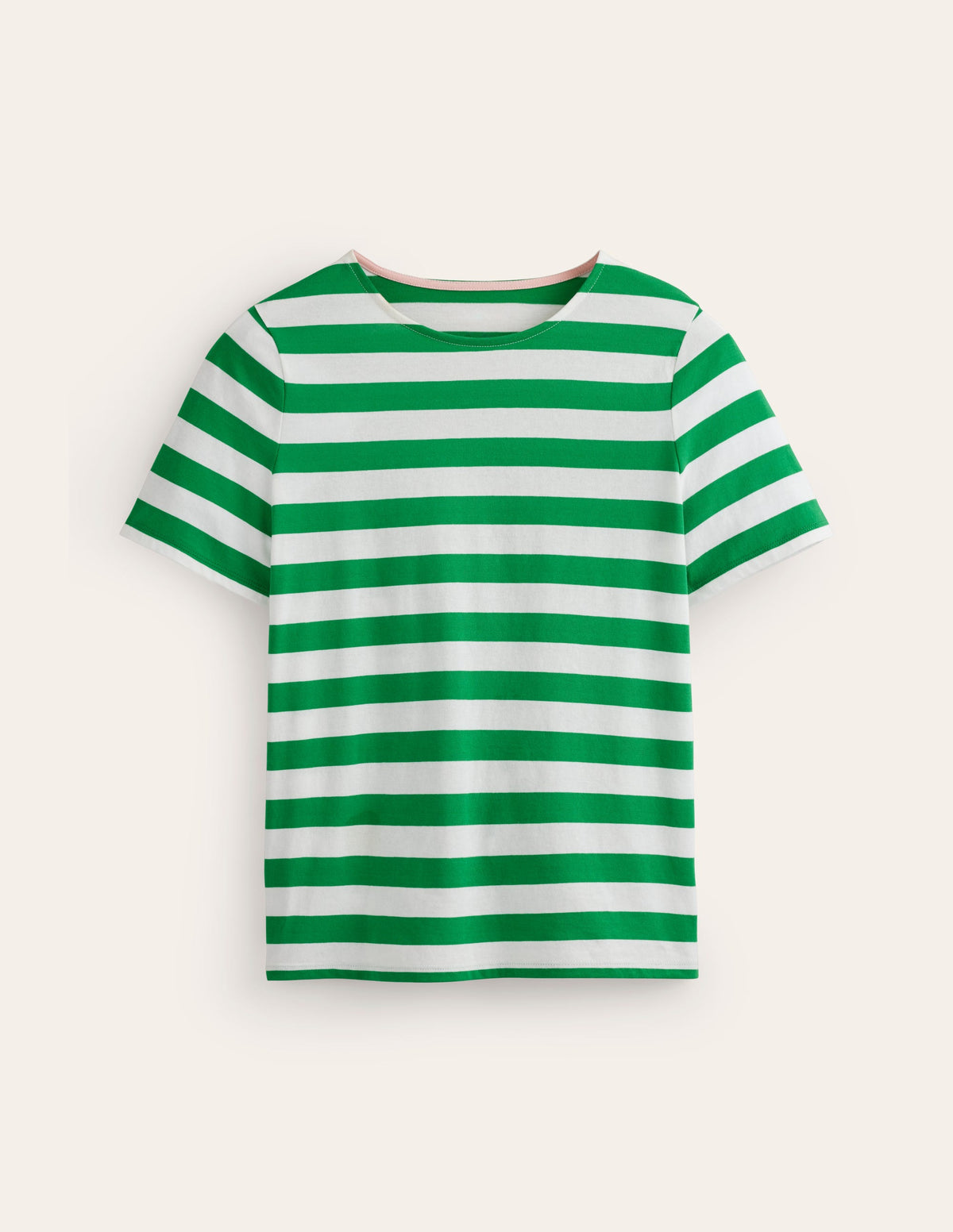 Bea Short Sleeve Breton-Ivory, Green Stripe - Image 5