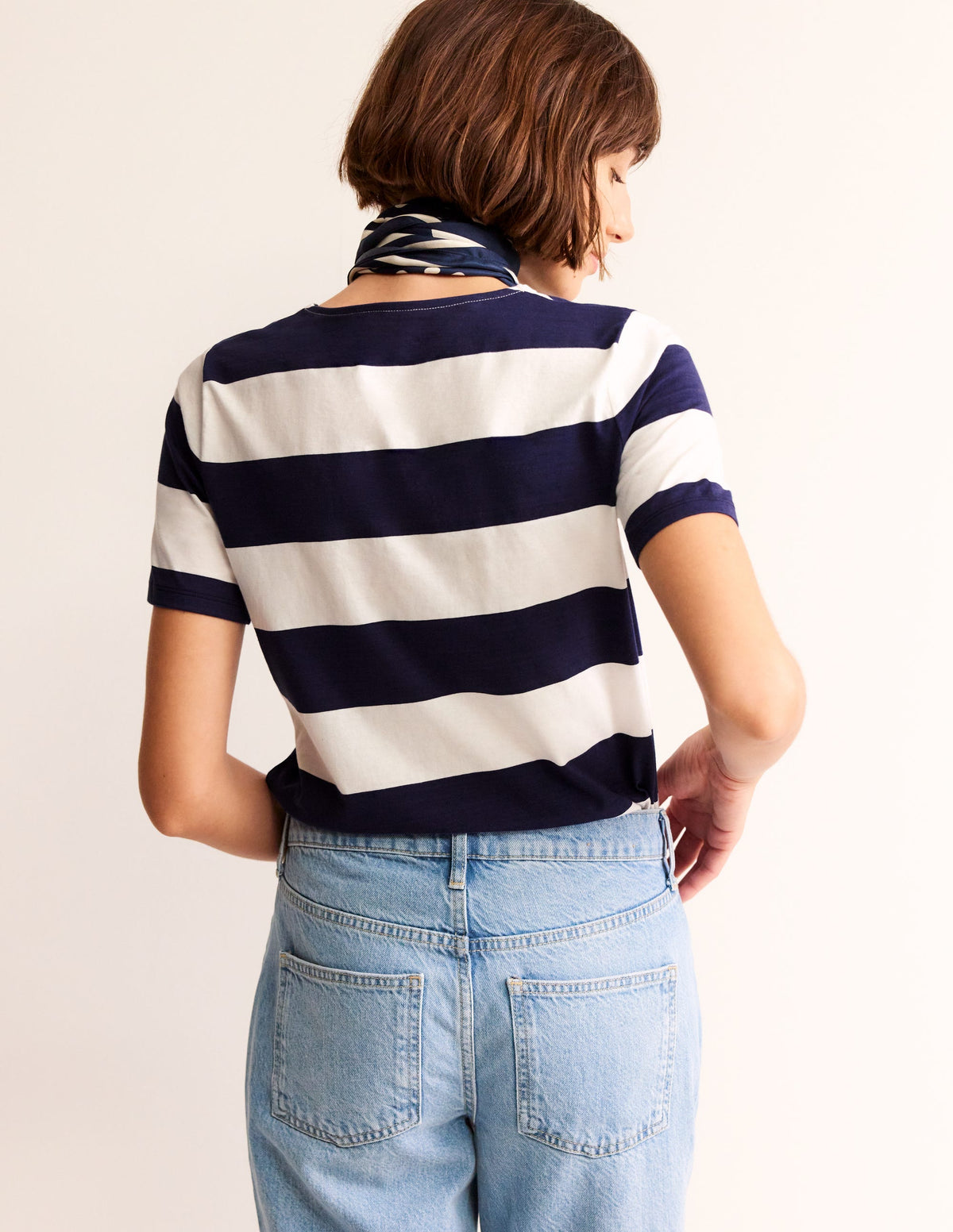 Bea Short Sleeve Breton-Navy Ivory, Wide Stripe-3
