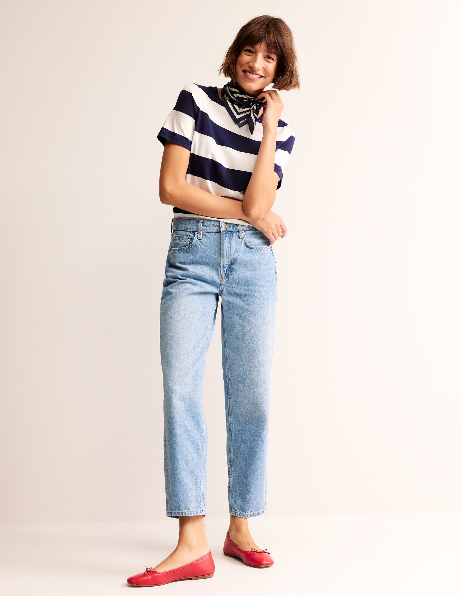 Bea Short Sleeve Breton-Navy Ivory, Wide Stripe-4