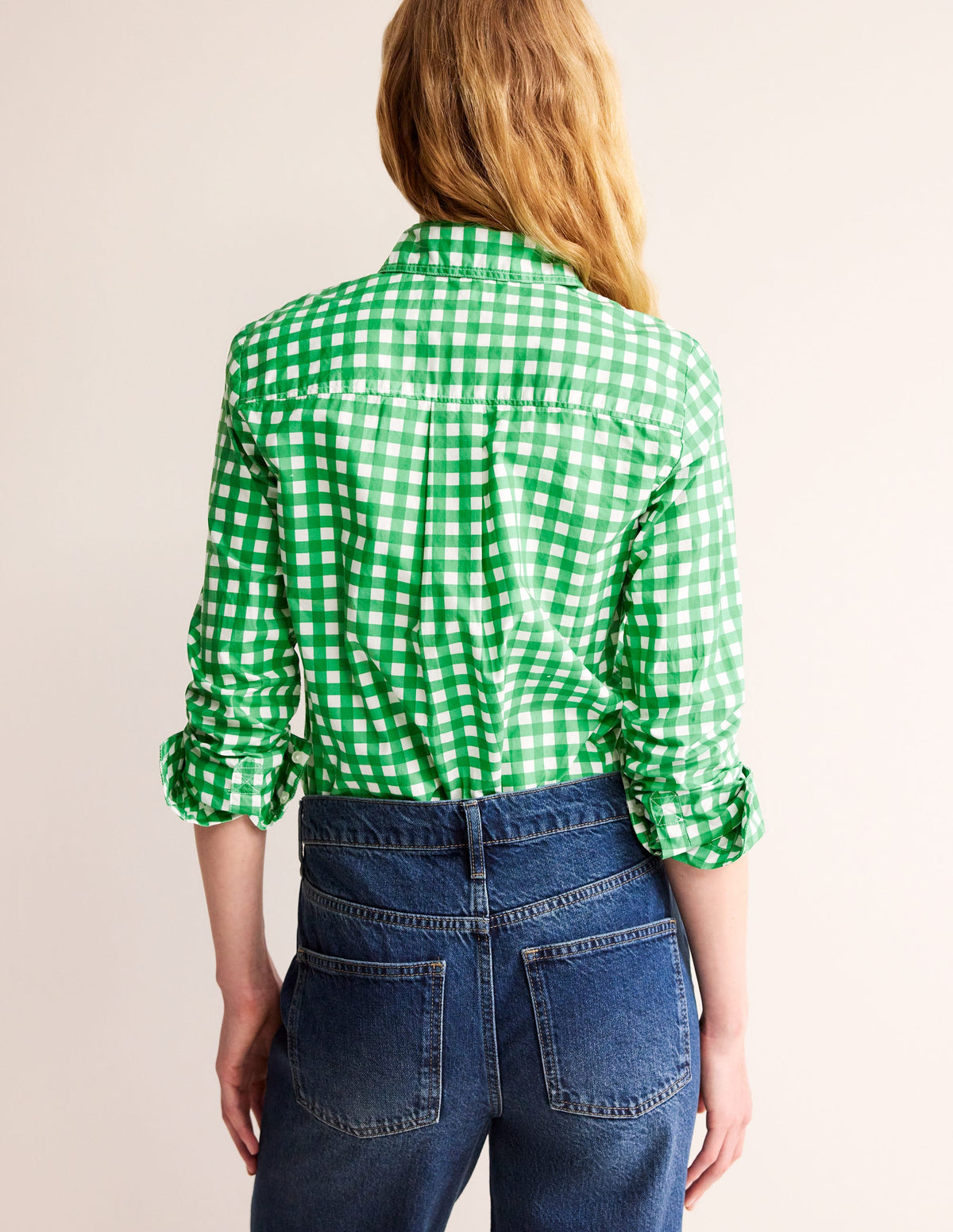 Sienna Cotton Shirt-Green Gingham - Image 4