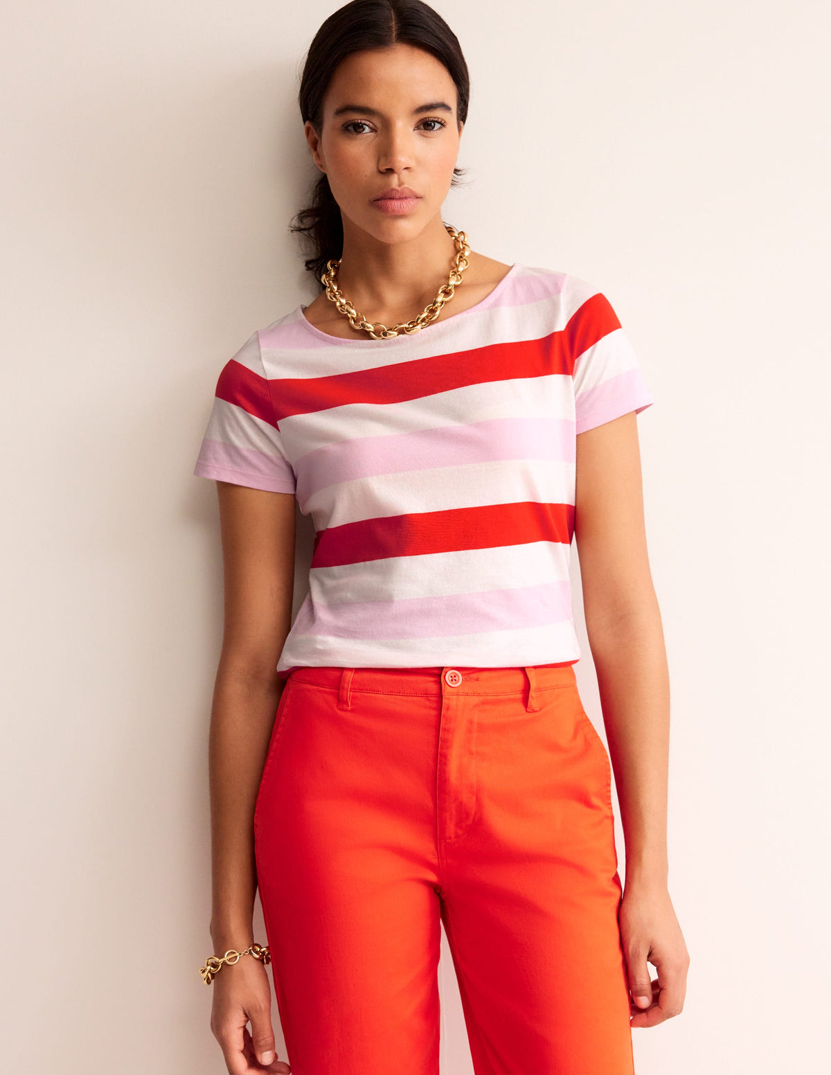 Ella Bretonshirt mit kurzen Ärmeln-Rosa, Rot - Image 1
