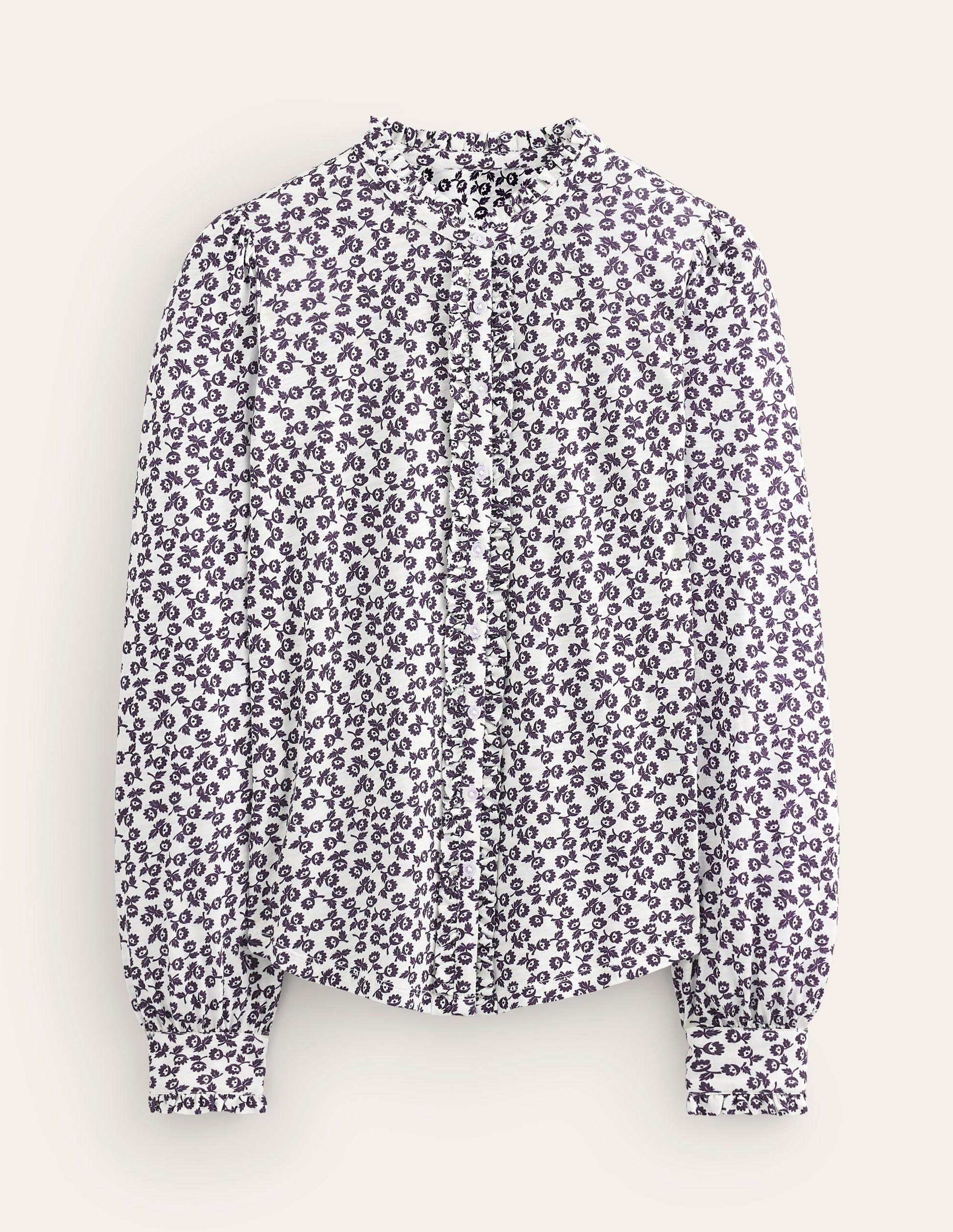 Chemise Caroline en jersey-Ivoire, motif Ditsy Bud-5