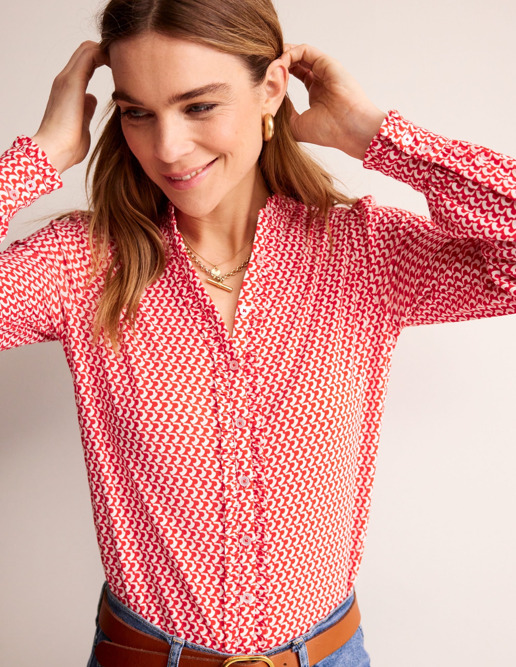 Chemise Caroline en jersey-Flamme écarlate, motif Arc Geo - Image 4
