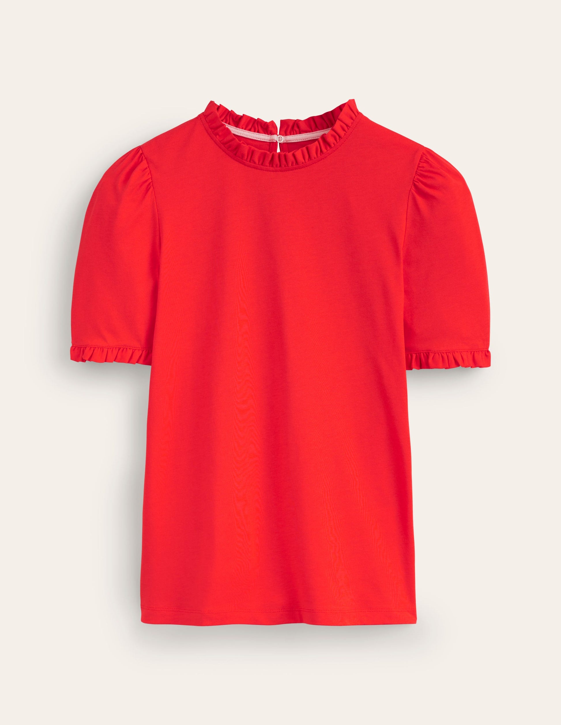 Superweiches T-Shirt mit Rüschendetail-Mohnblumenrot-5