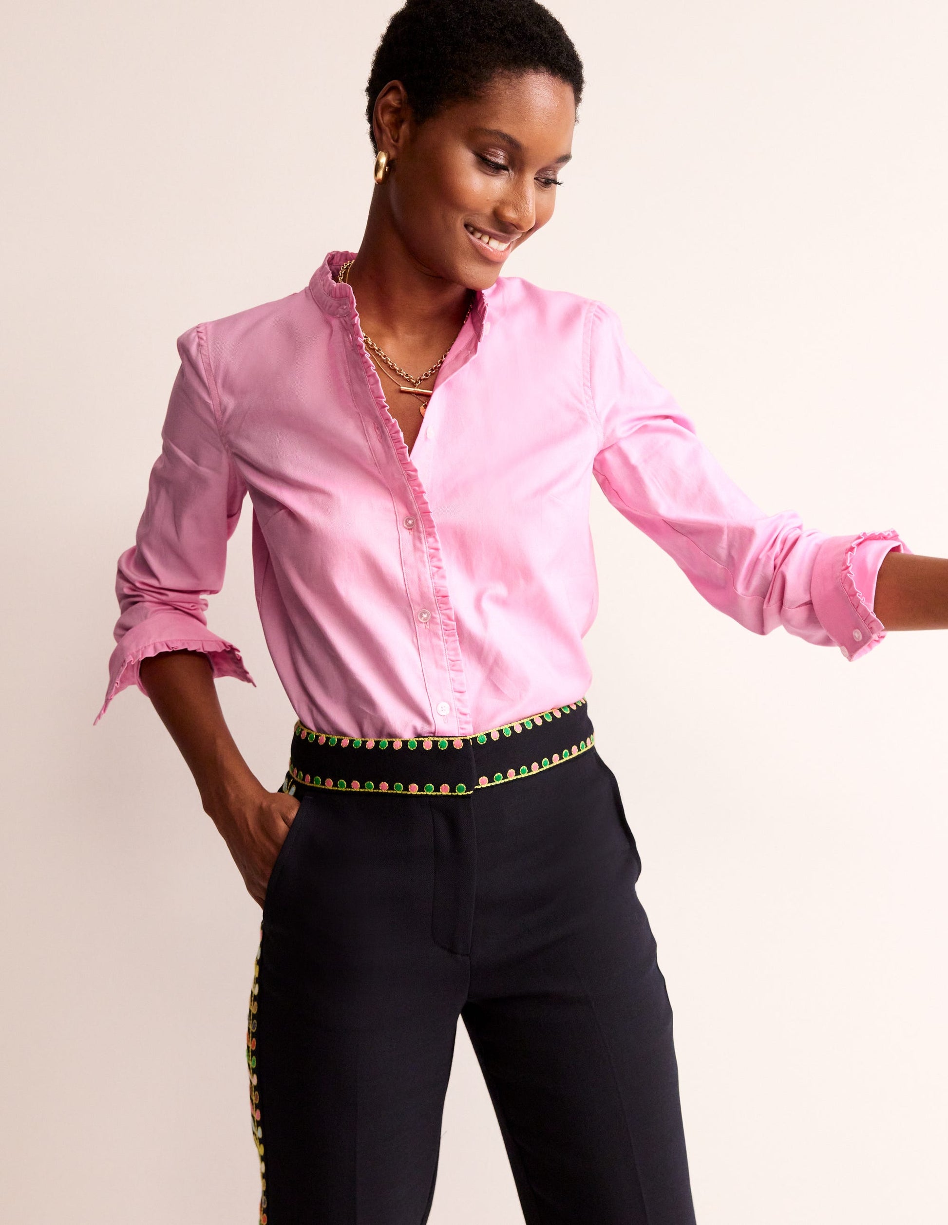Chemise Phoebe en coton-Oxford rose-1