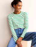 T-shirt Arabella à rayures-Vert tambourin