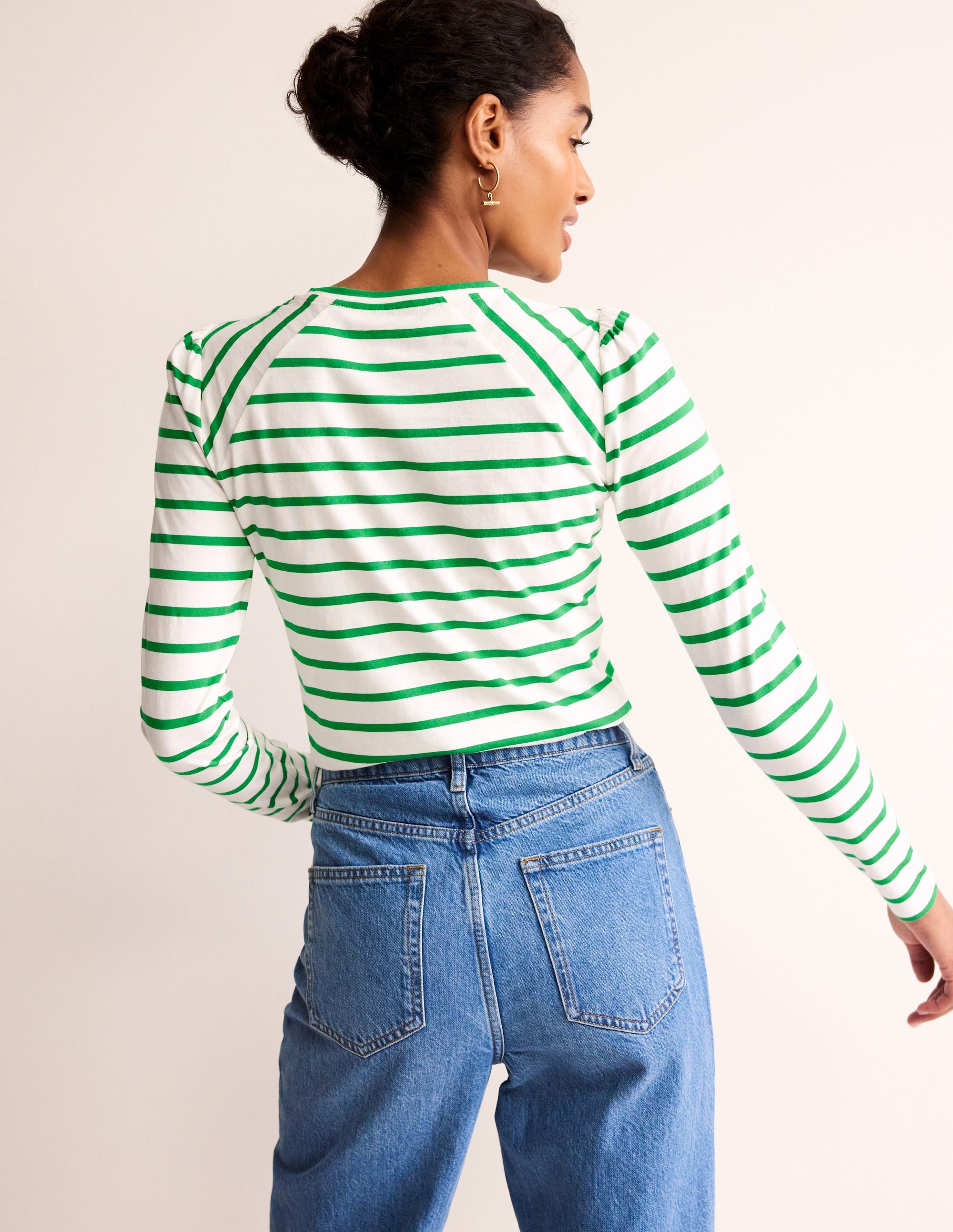 T-shirt Arabella à rayures-Vert tambourin - Image 3