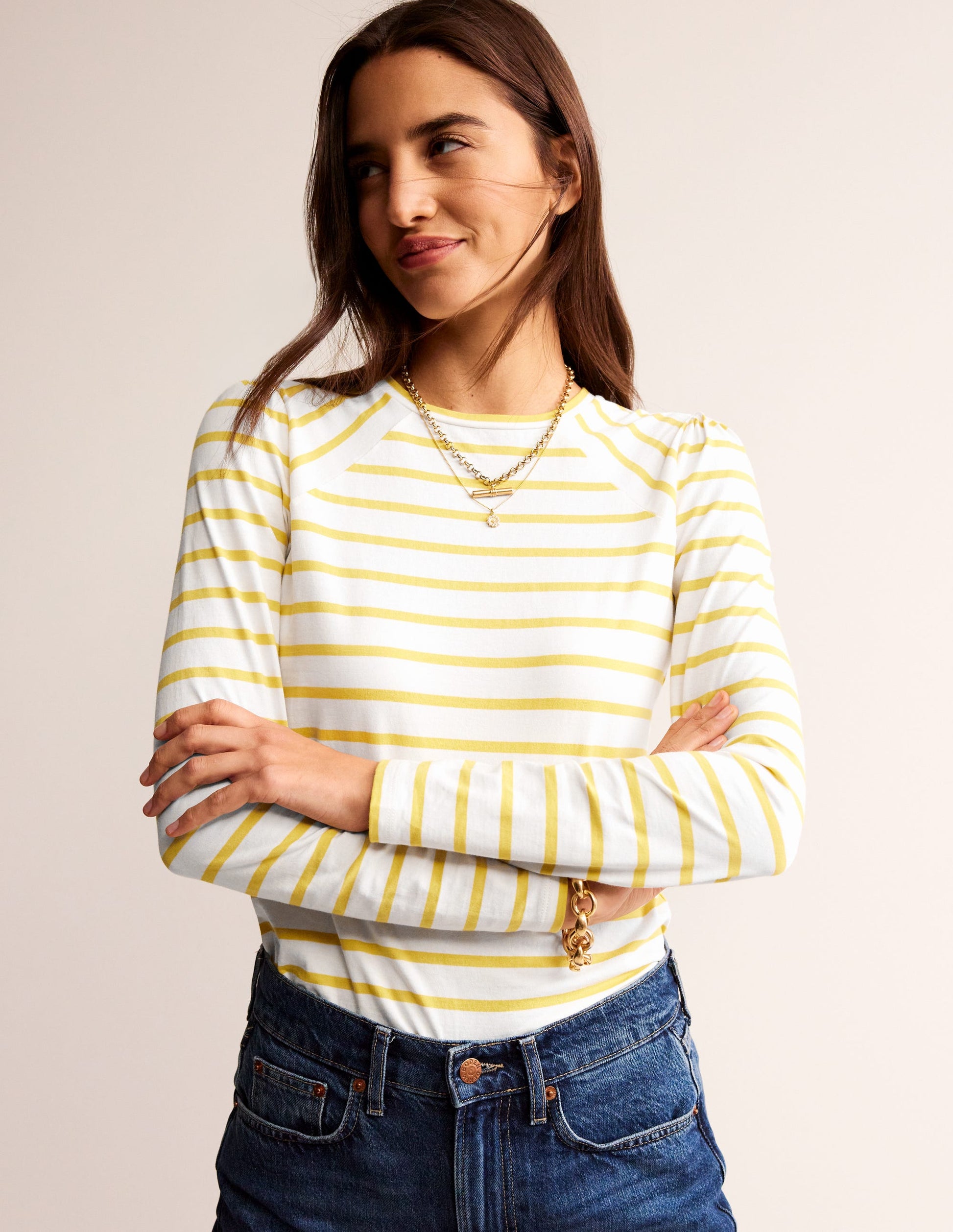 Arabella Gestreiftes T-Shirt-Maracuja-1