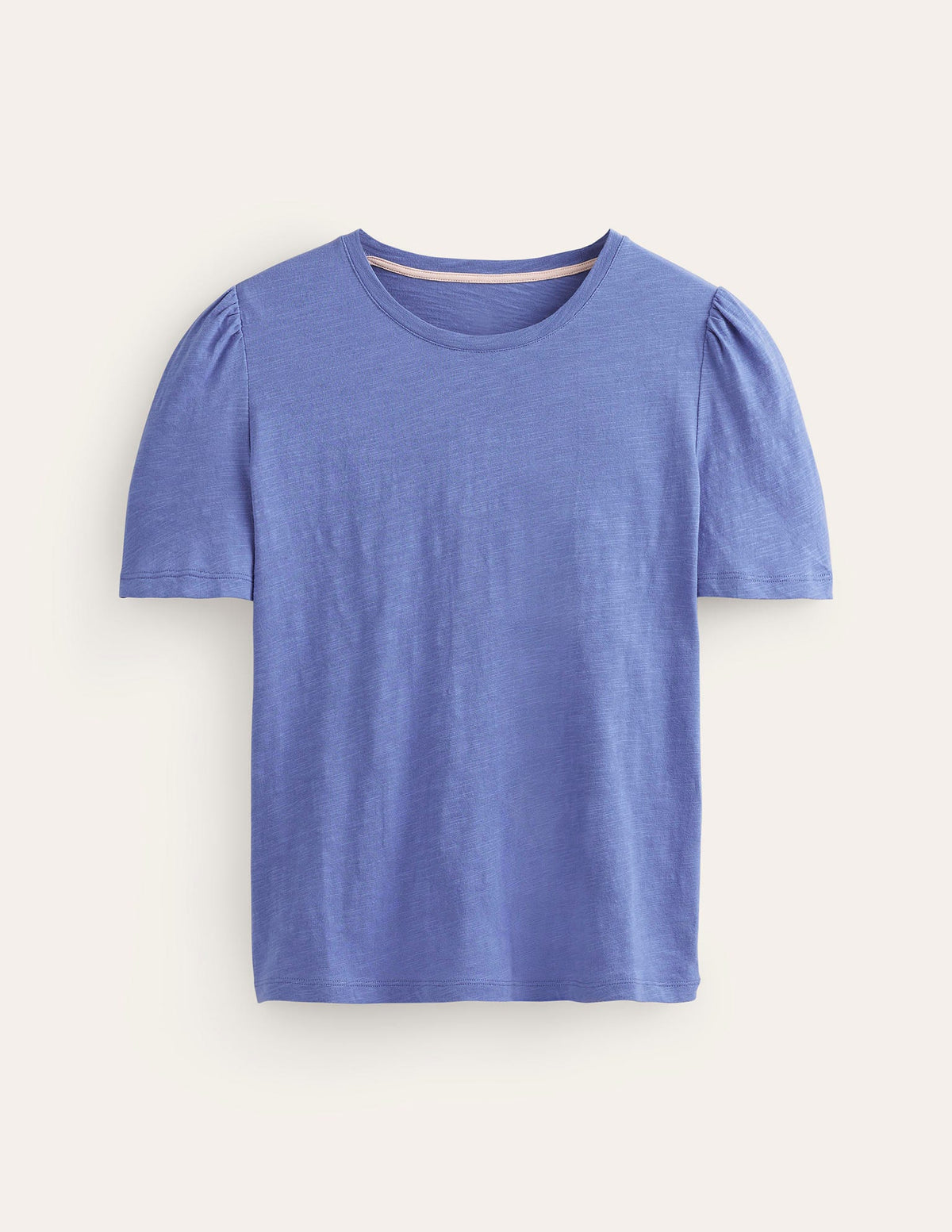 T-shirt en coton à manches bouffantes-Bleu marée - Image 5