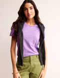 Cotton Puff Sleeve T-Shirt-Iris Orchid