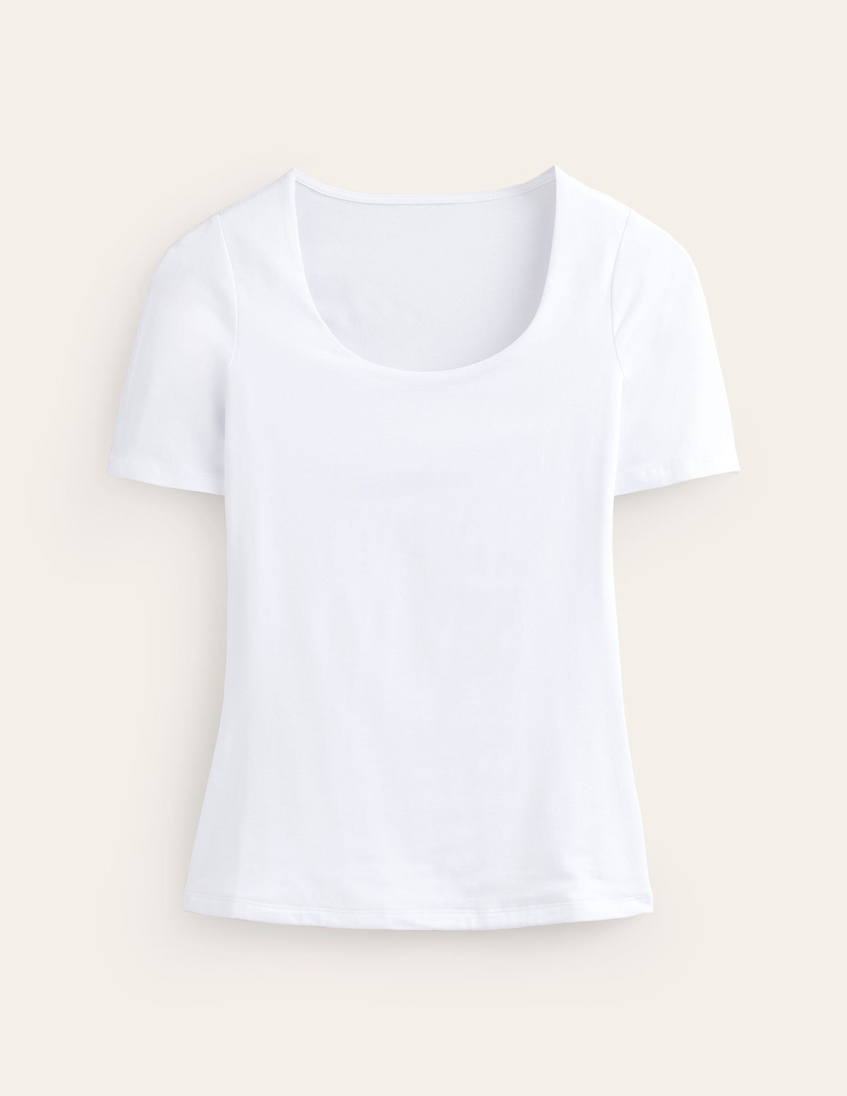 Double Layer Scoop T-shirt-White - Image 5