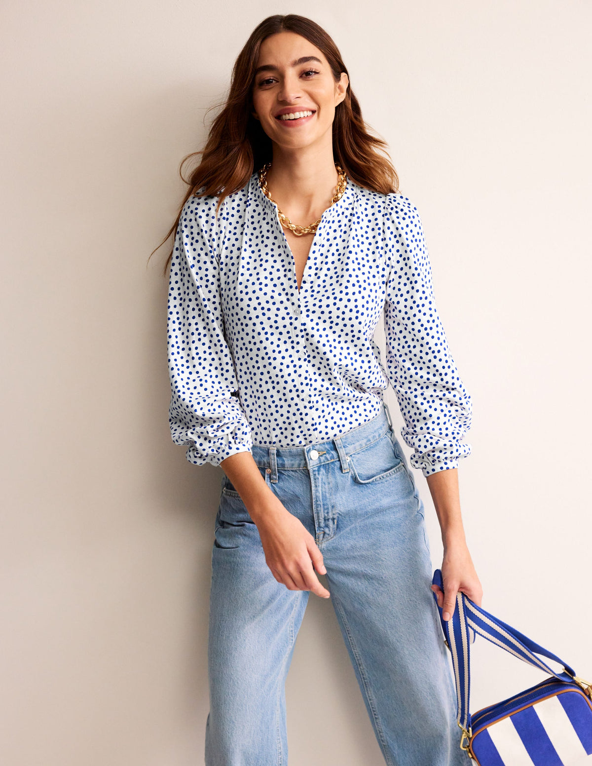 Marina Jersey Shirt-Ivory, Abstract Dot - Image 1