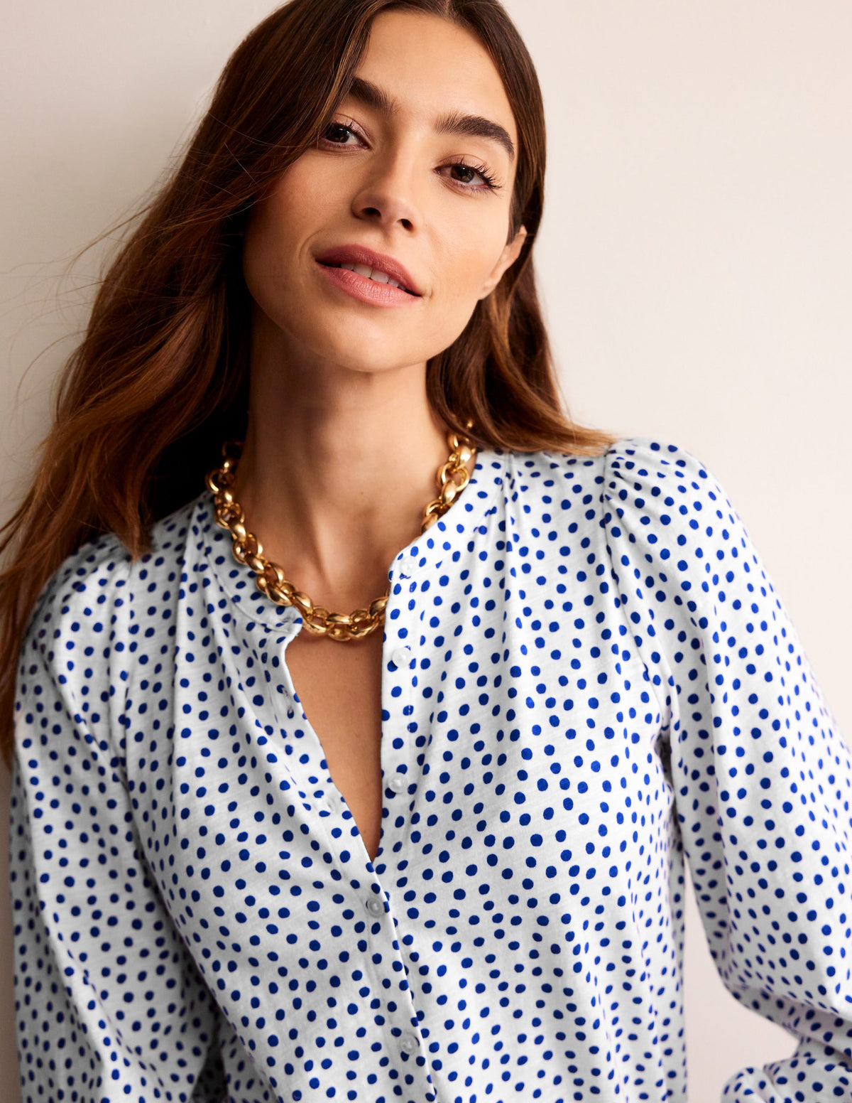 Marina Jersey Shirt-Ivory, Abstract Dot - Image 2