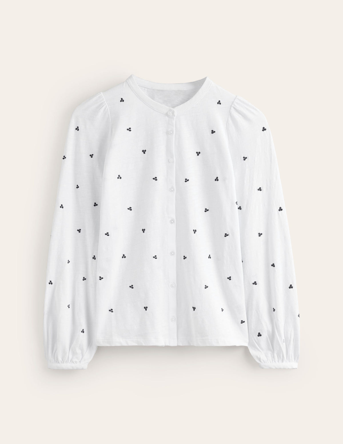 Marina Embroidered Shirt-White, Navy Spot - Image 5