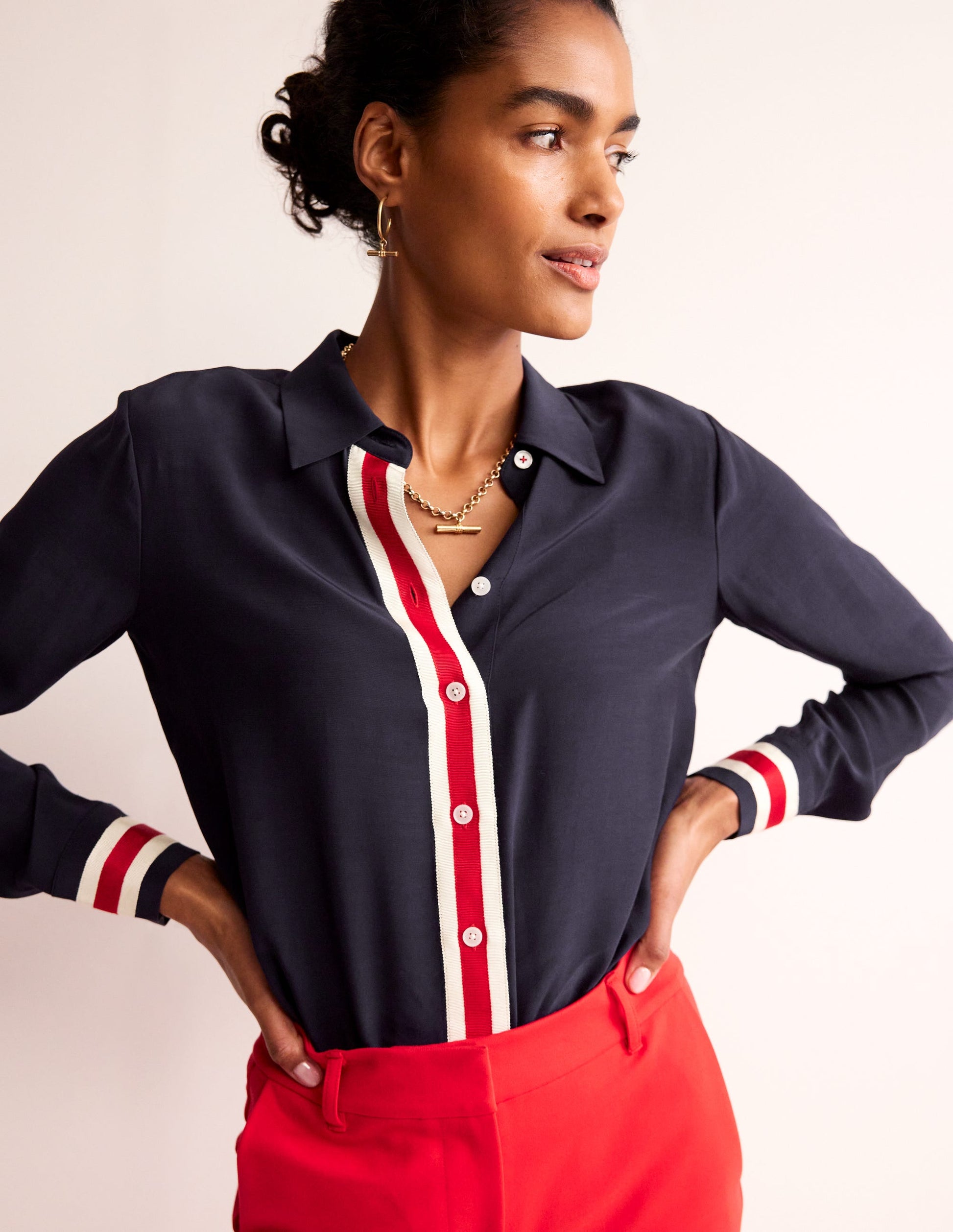 Chemise Sienna ornementée-Bleu marine-1