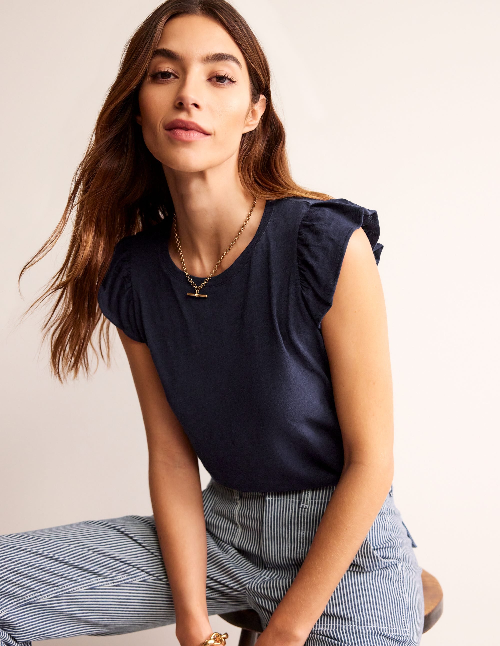 Cotton Flutter Top-Navy - Image 2