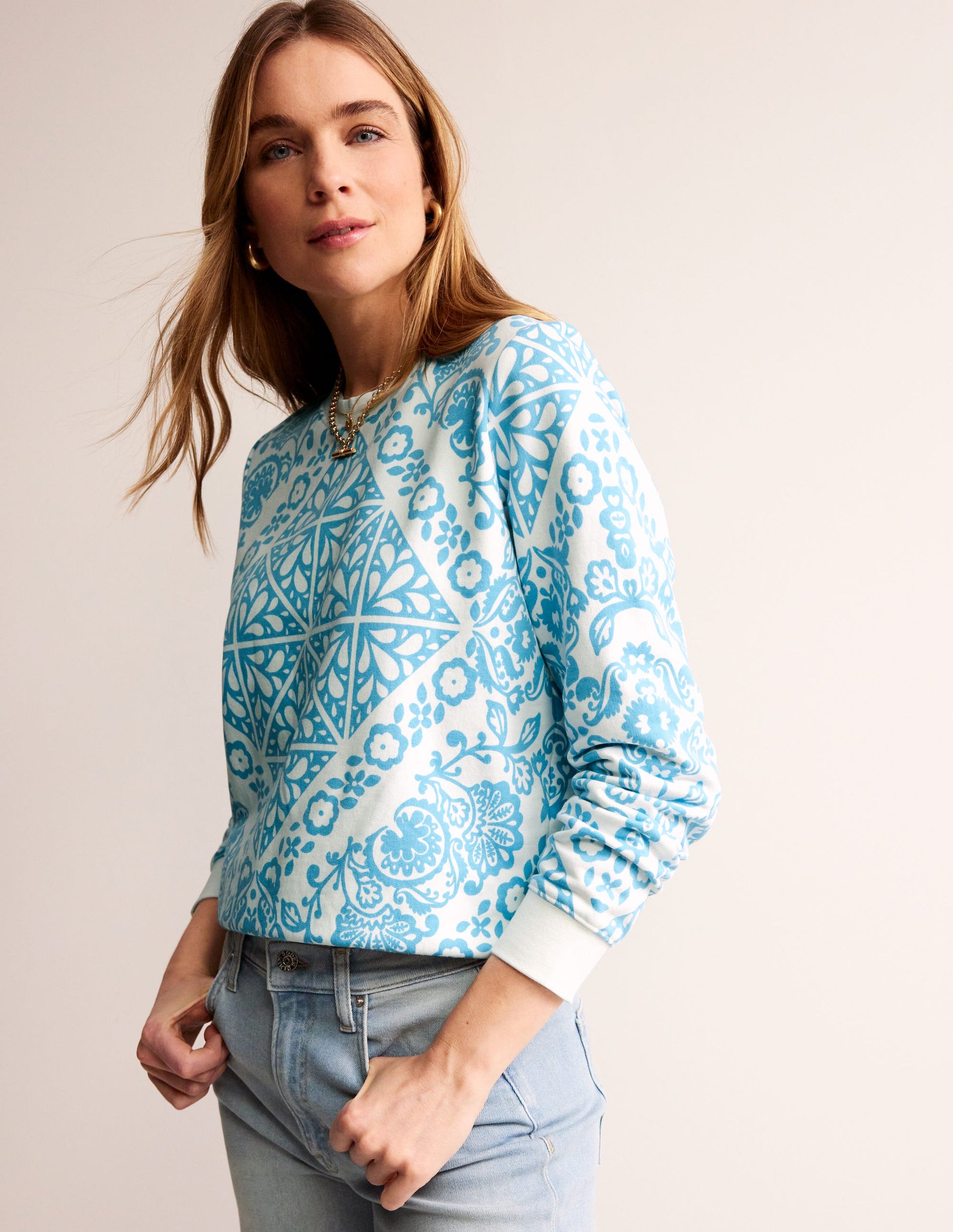 Hannah Sweatshirt mit Print-Naturweiß, Mosaik Terrace-1