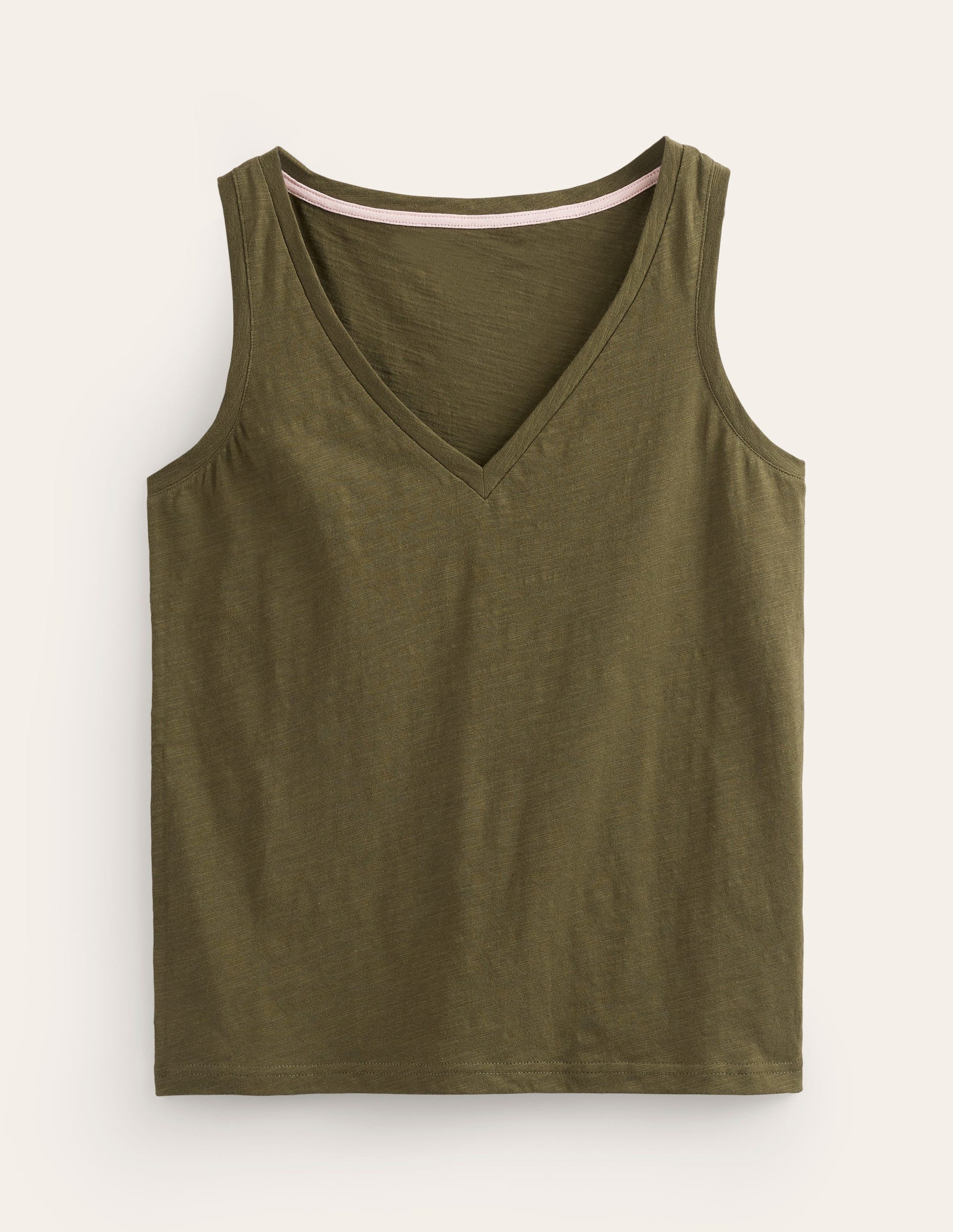 Regular V-Neck Slub Vest-Moss-6