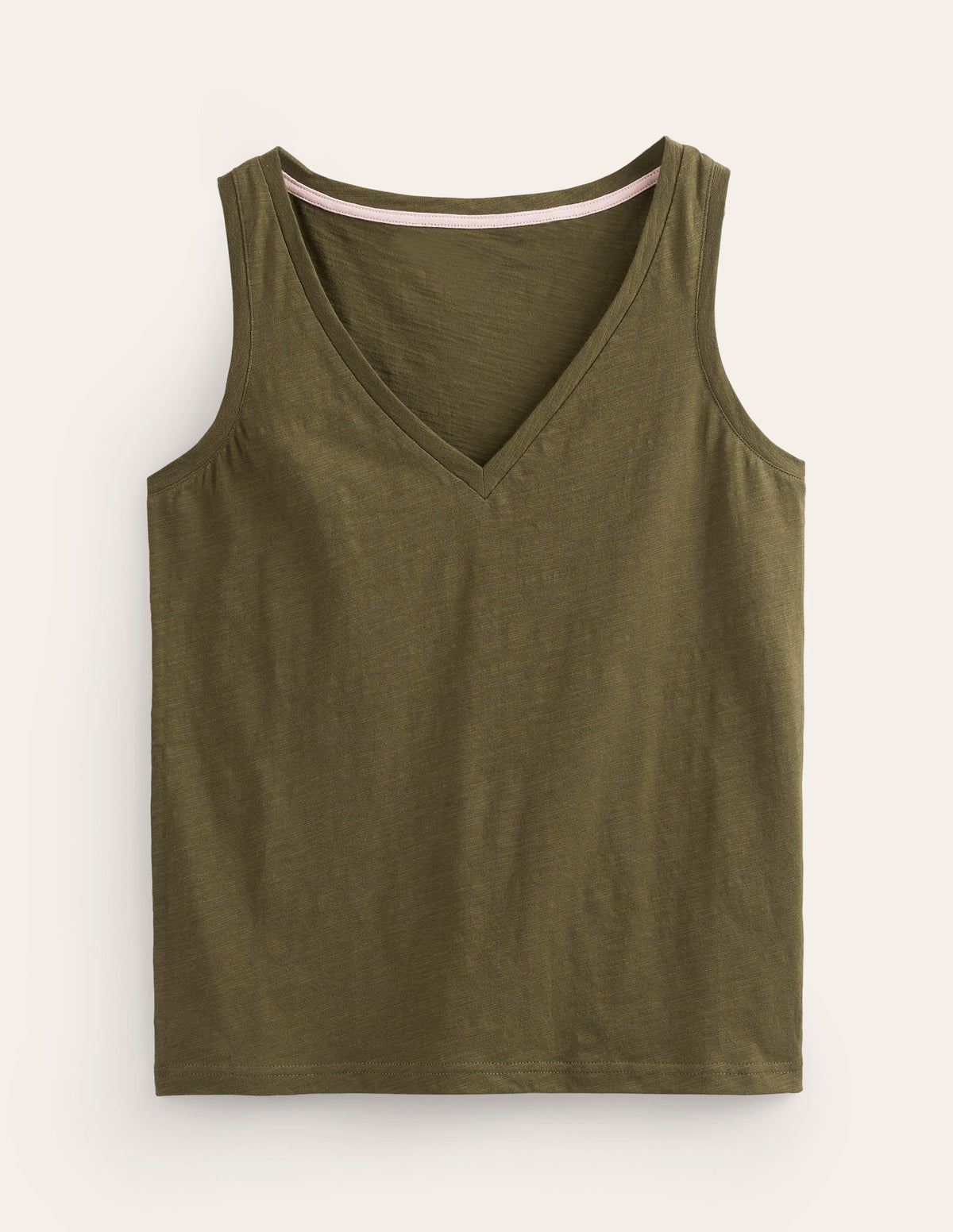 Regular V-Neck Slub Vest-Moss - Image 6