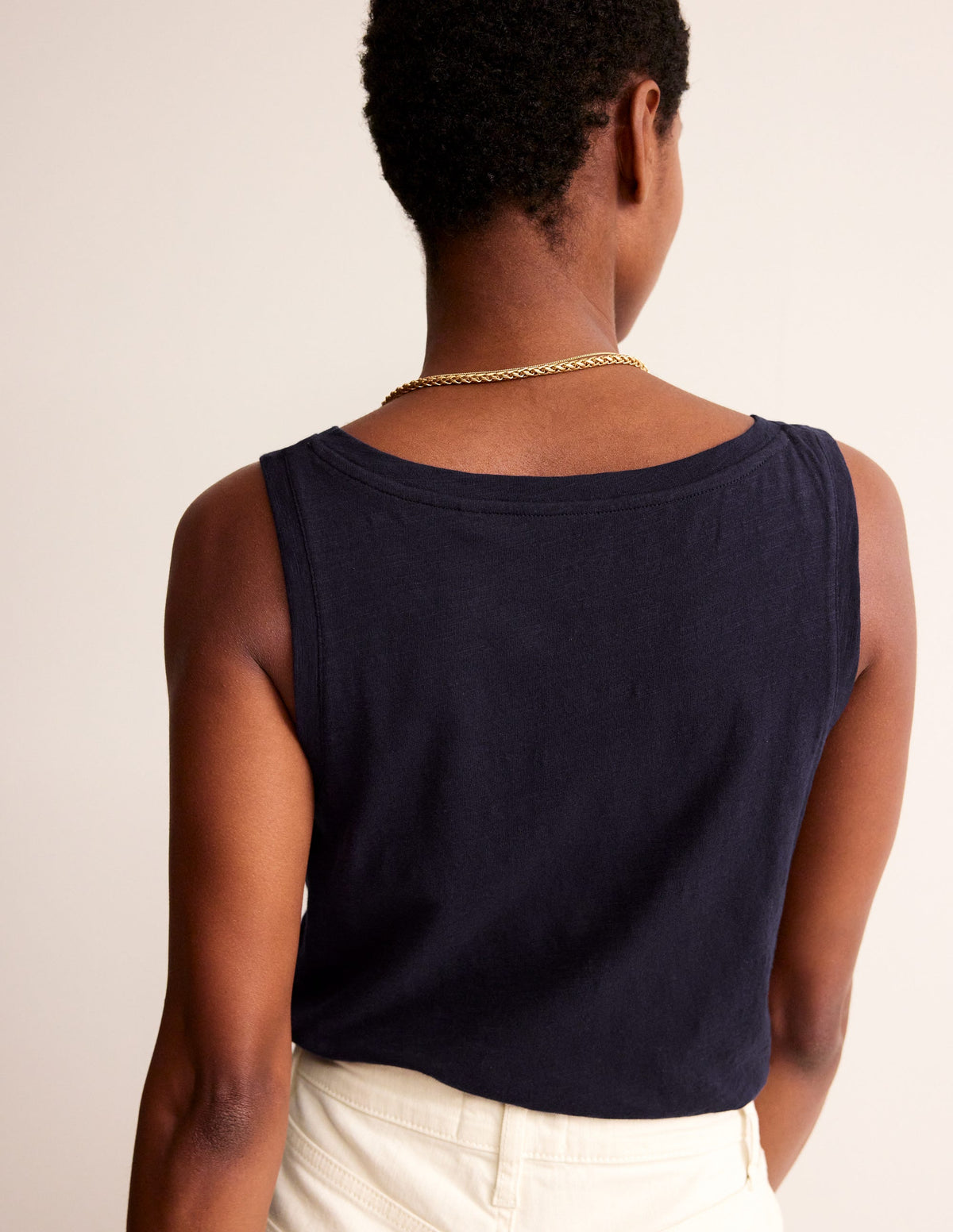 Regular V-Neck Slub Vest-Navy-3