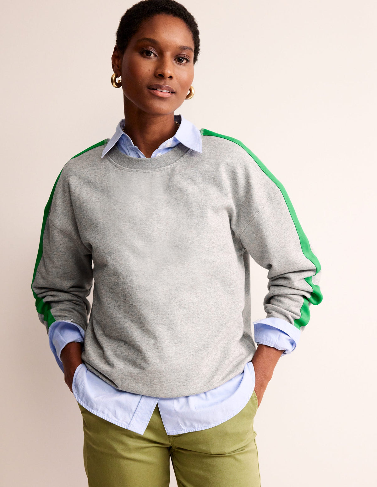 Emi Relaxed Sweatshirt-Grey Neon Stripe - Image 1
