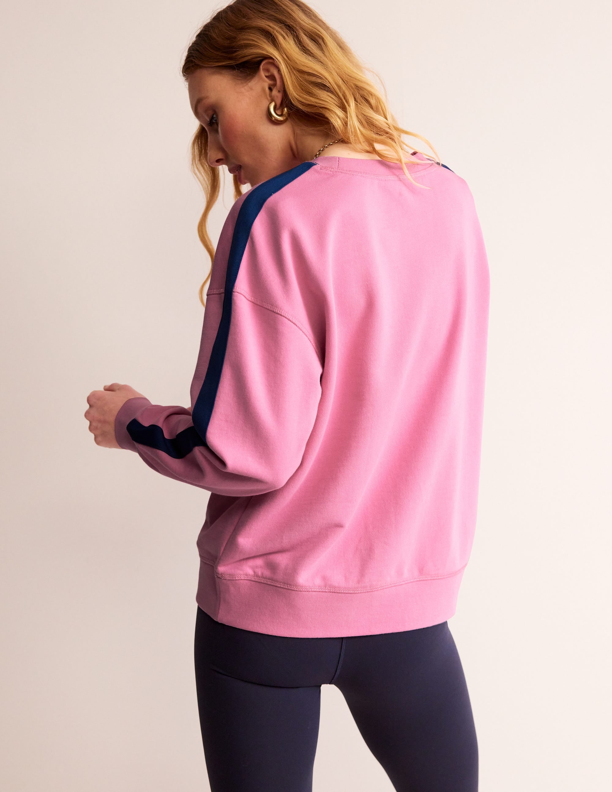 Emi Relaxed Sweatshirt-Pink Blue Stripe - Image 3
