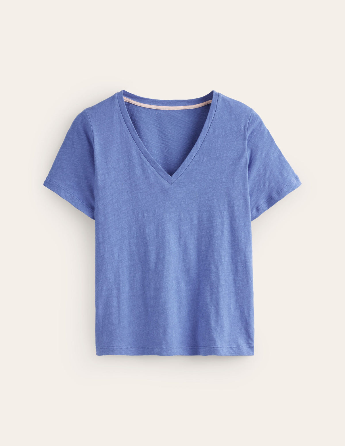 Regular V-Neck Slub T-shirt-Ebb and Flow Blue-5