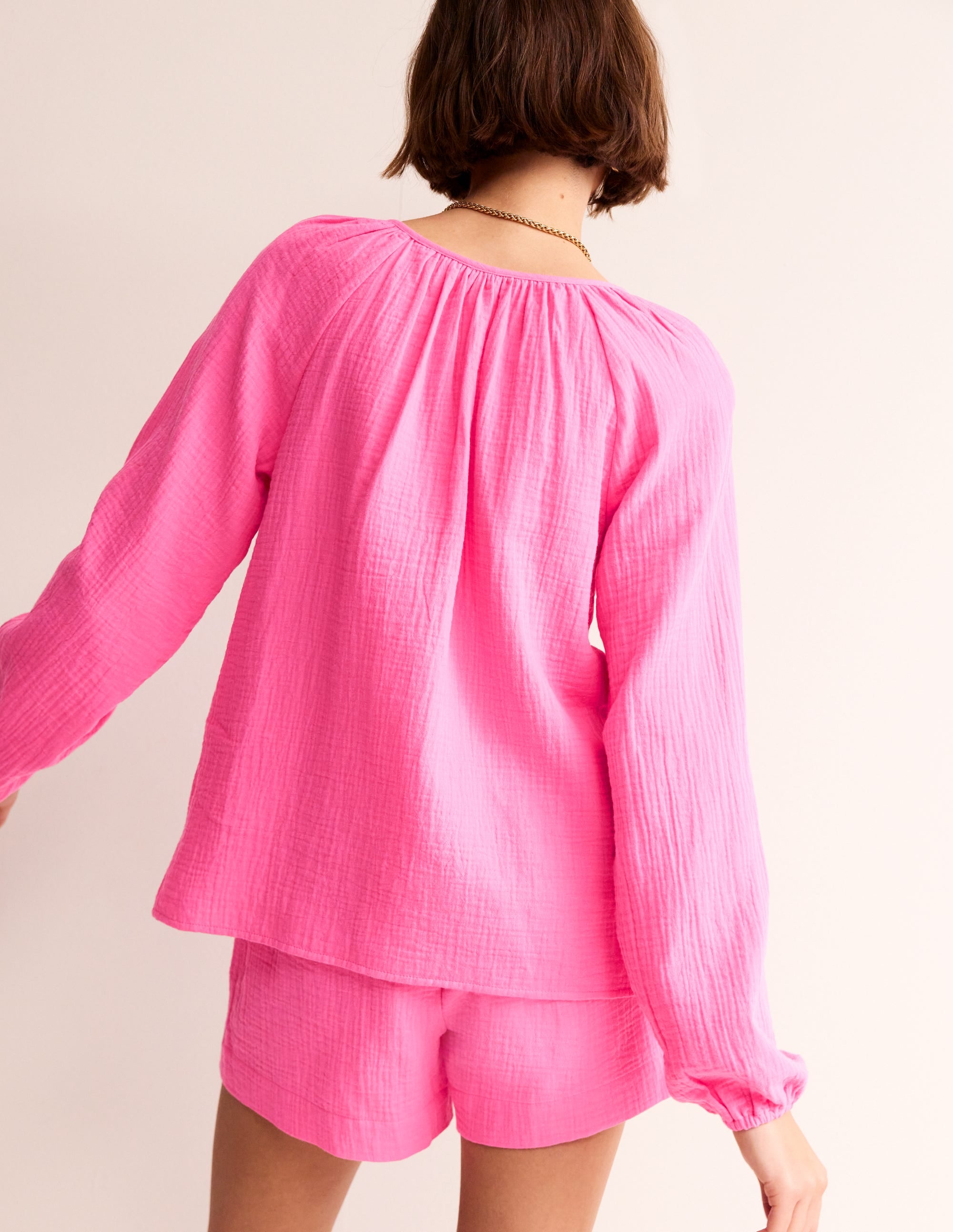 Doublecloth Blouson Sleeve Top-Sangria Sunset - Image 3