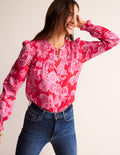 Blouse Helena en coton-Flamme écarlate, motif Cascade Paisley