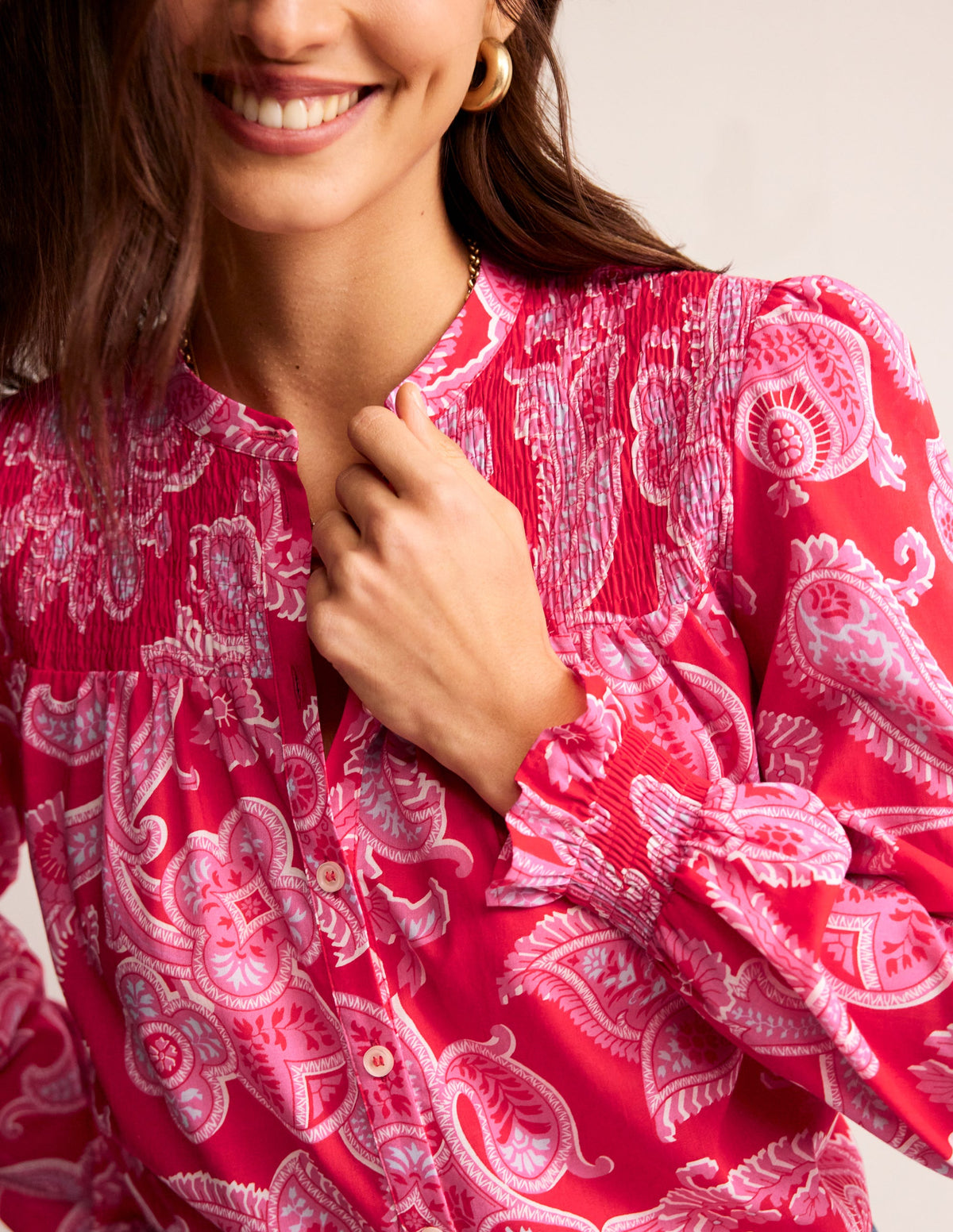 Blouse Helena en coton-Flamme écarlate, motif Cascade Paisley - Image 2