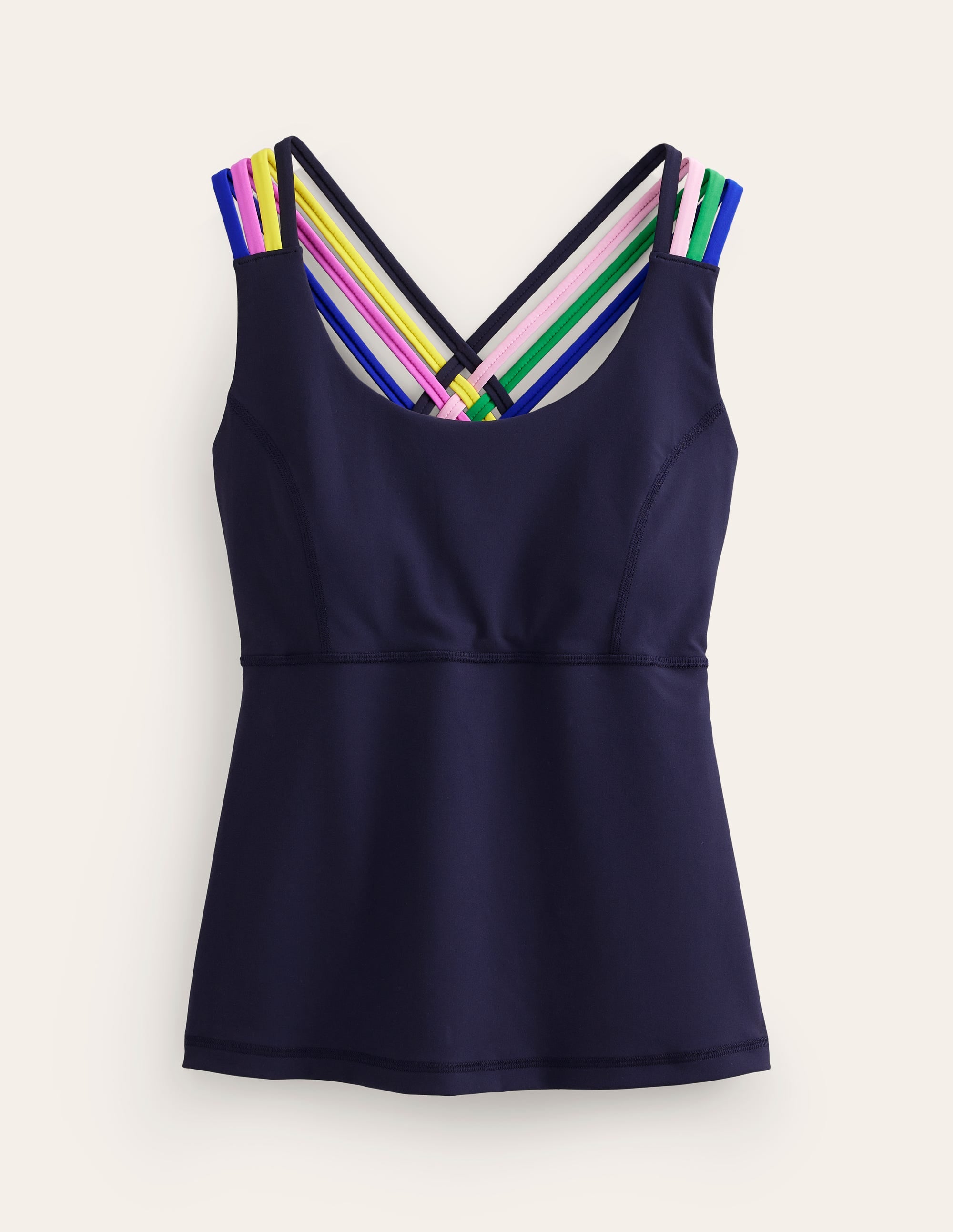 Active-Tanktop mit überkreuzten Trägern am Rücken-Marineblau, Bunt - Image 5