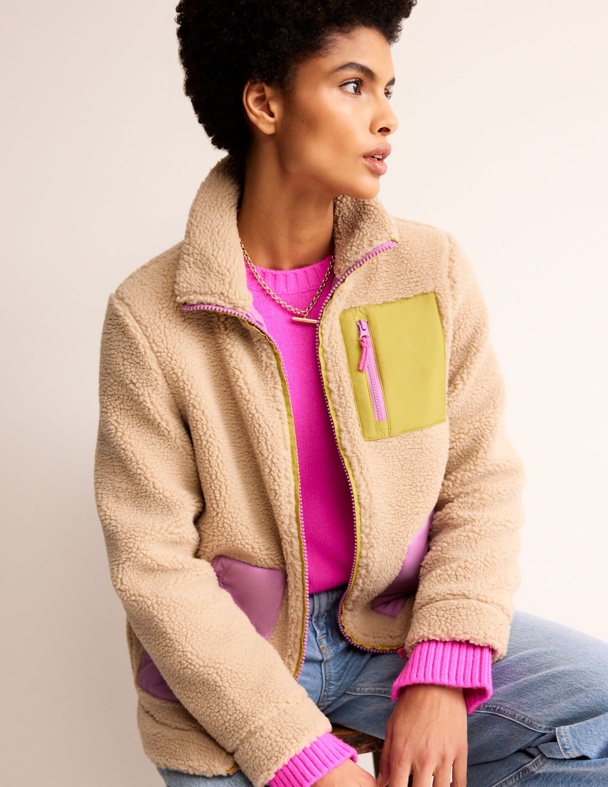 Fleecejacke aus Borg-Maulbeere, Antik Moos - Image 1